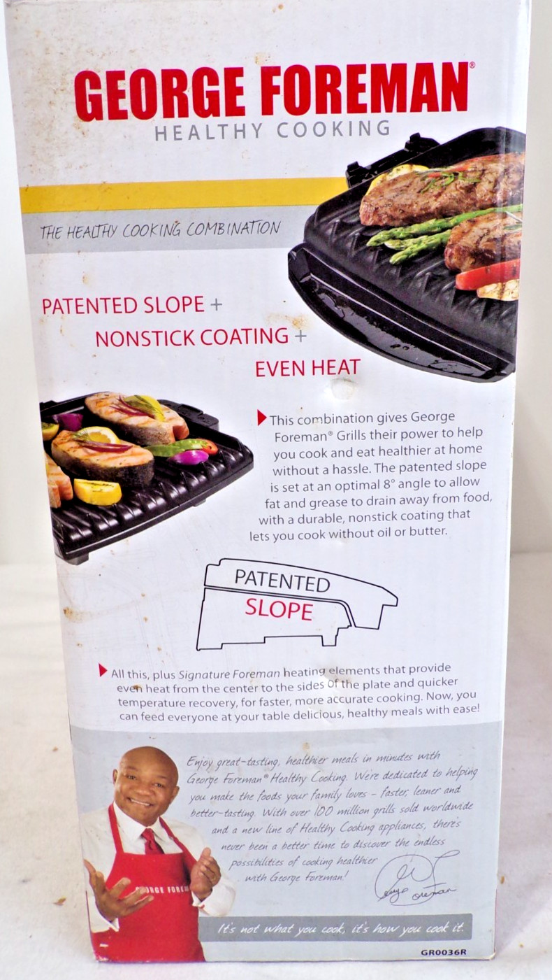 2010 NIB George Forman Champ Grill For Healthy Cooking – Yellow Case – See Below