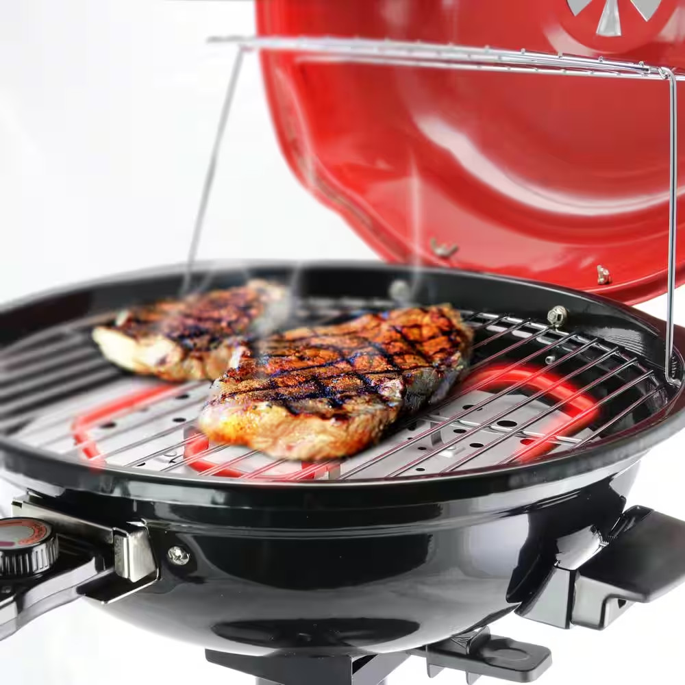 15 In. Electric Barbecue Grill in Red