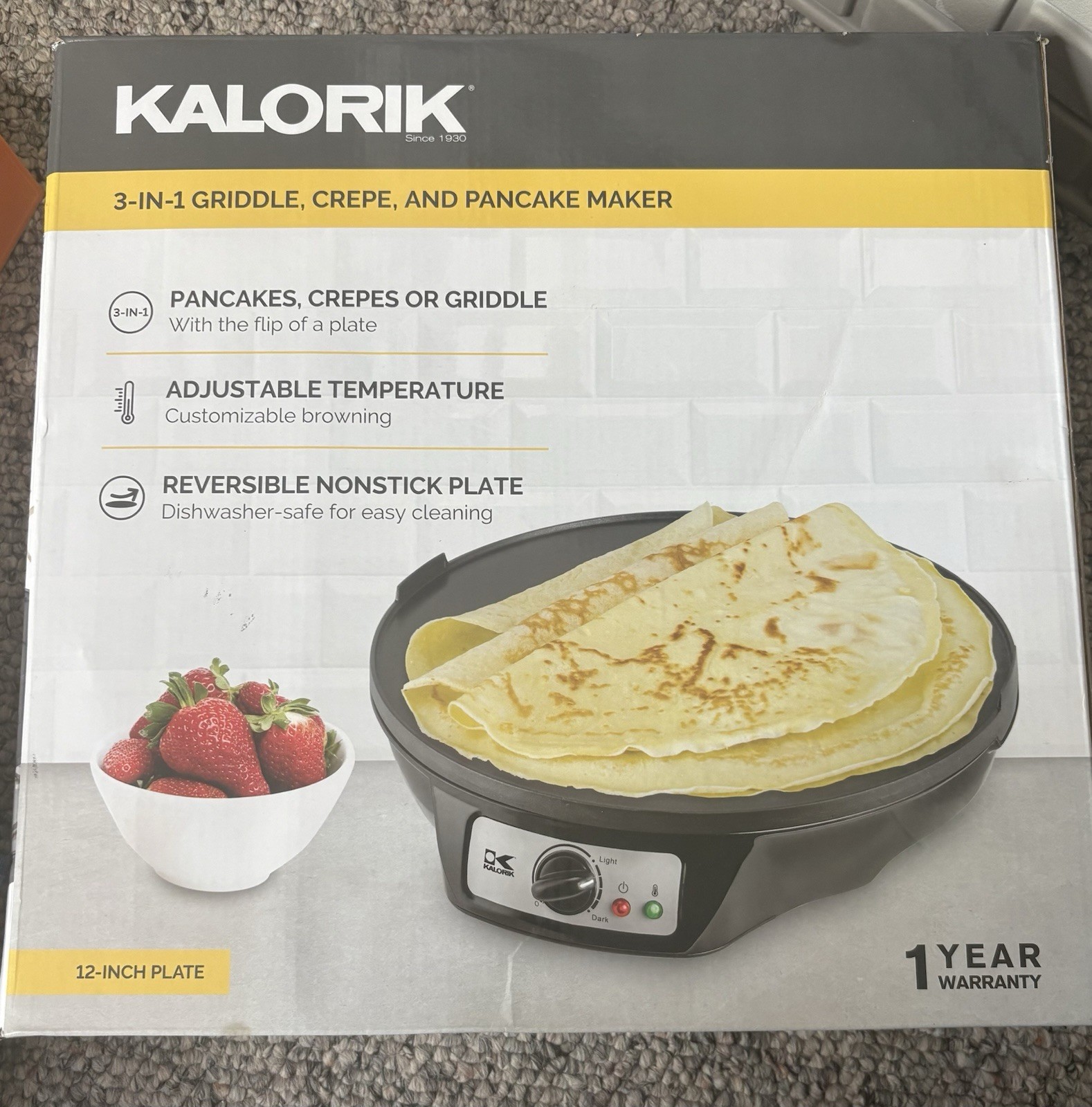Kalorik 3 In 1 Griddle Crepe And Pancake Maker- BRAND NEW