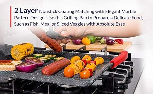 Griddle Aluminum Bbq | 18×11″ Rectangle Grill Pan for Indoor Cooking, Non-stick