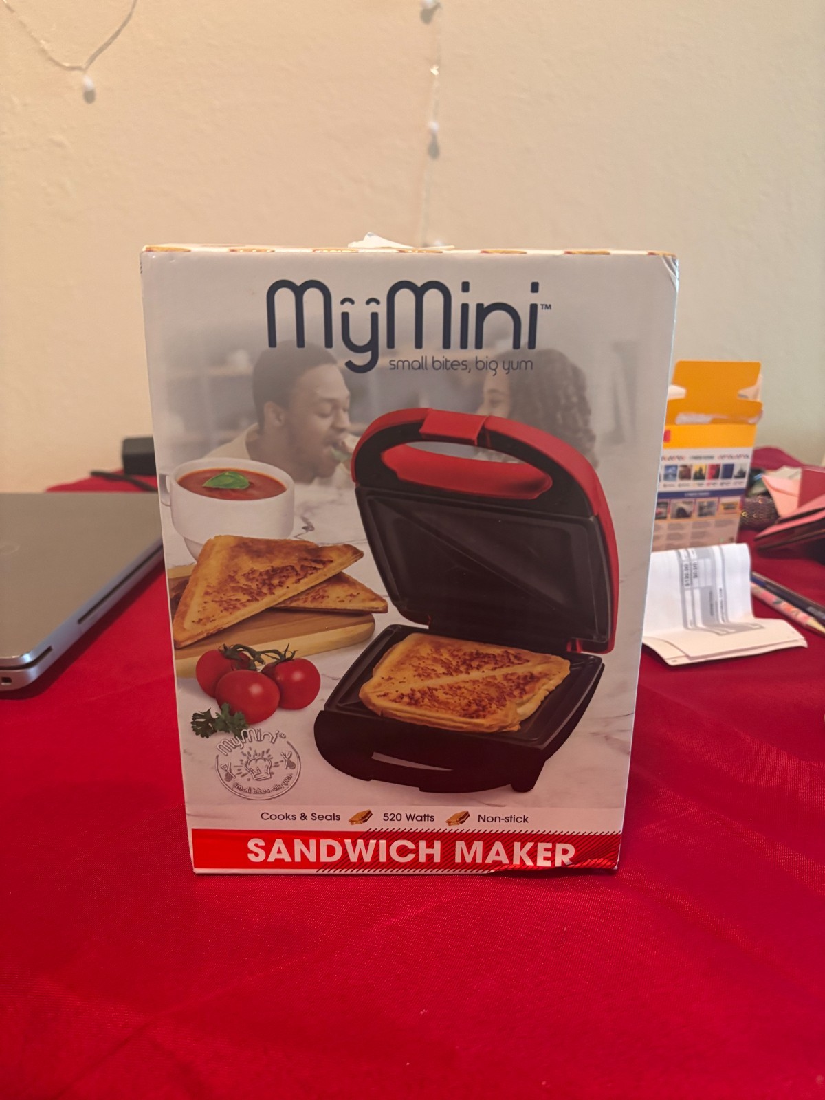Nostalgia Red My Mini Sandwich Maker Seals & Toasts Meats Omelets Panini