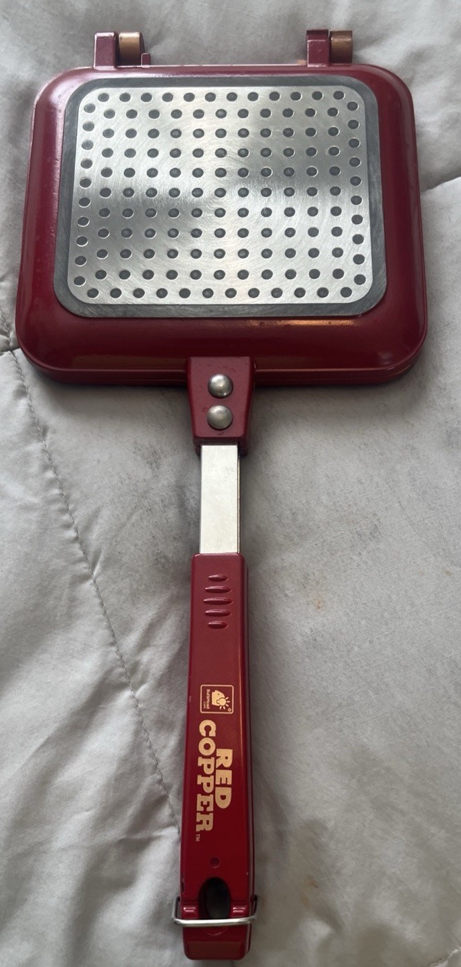 Red Copper Flipwich StoveTop Panini Sandwich Maker. Open Box A1