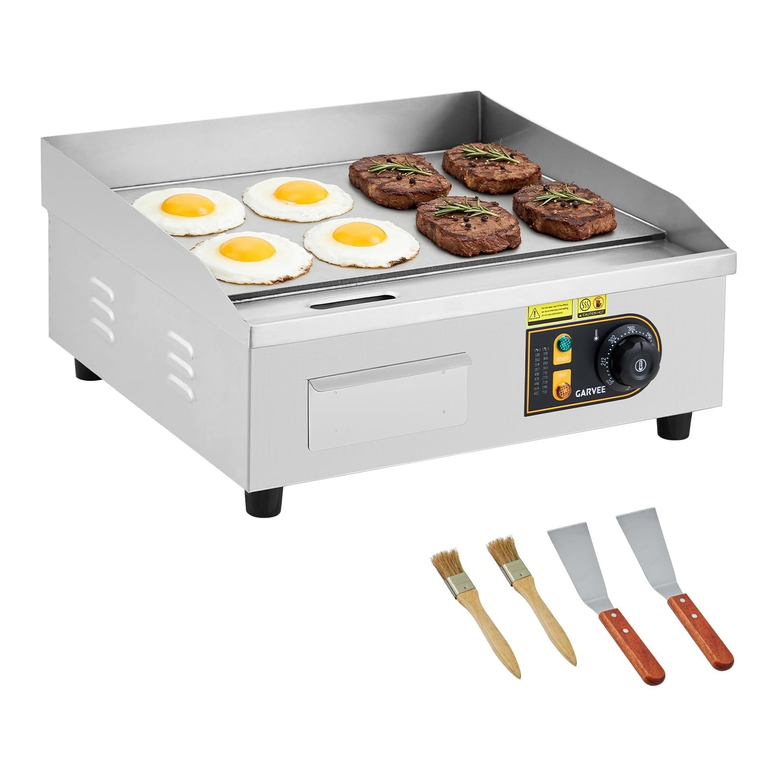 14/18/22″ Commercial Electric Griddle Countertop Flat Top Grill 122°F-572°F Adj