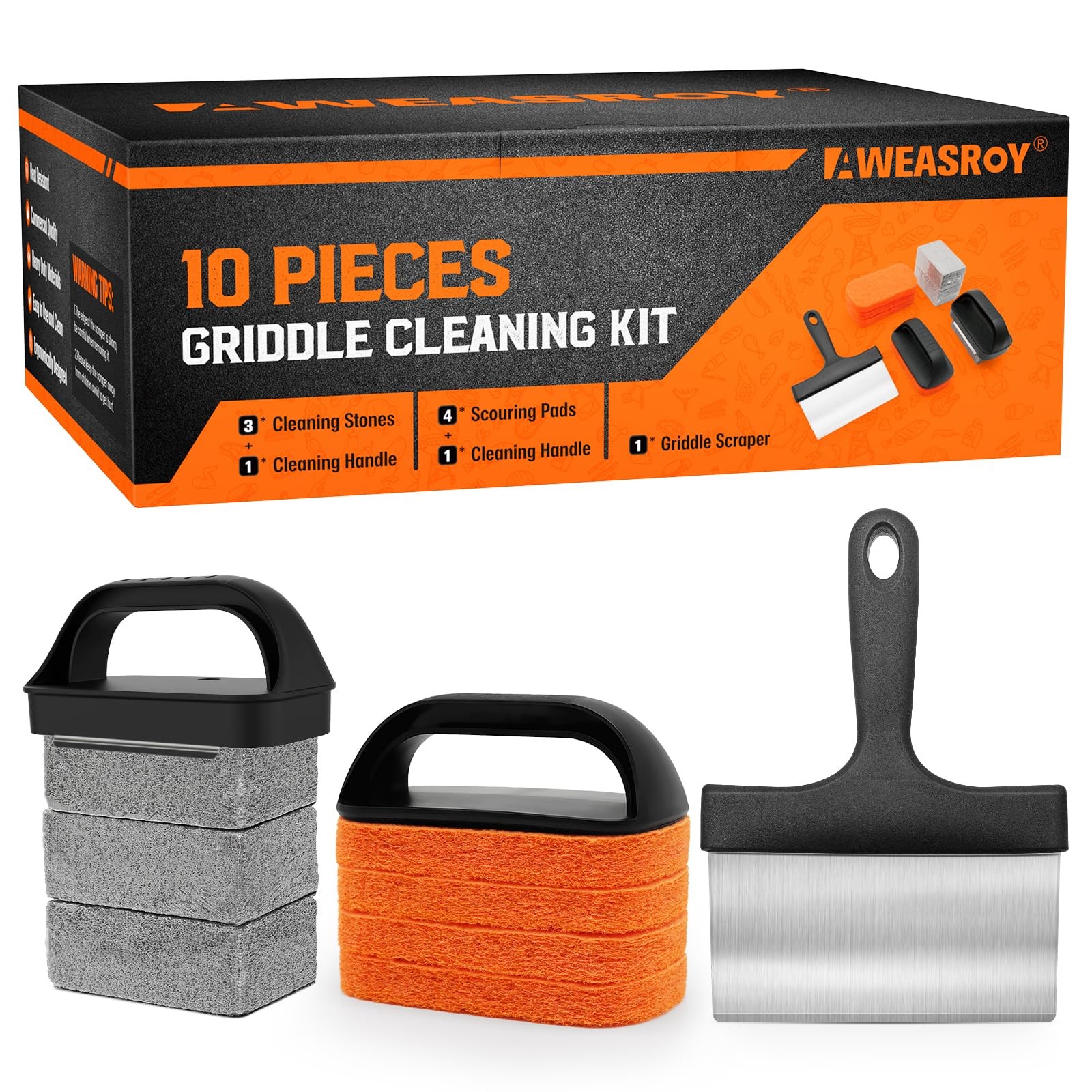 AWEASROY Griddle Cleaning Kit for Blackstone, Flat Top Grill Black