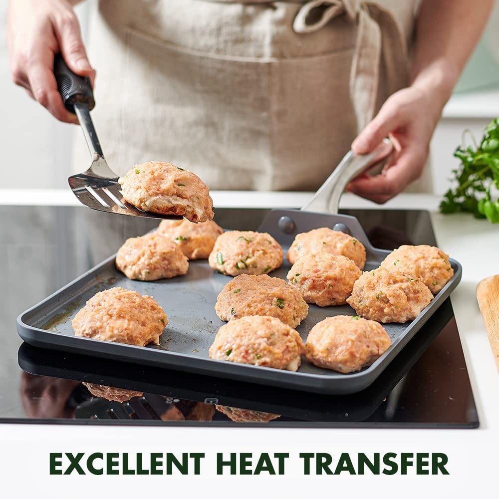 Lima Hard Anodized 11” Square Griddle Pan, Ceramic Nonstick, PFAS-Free Nontoxic