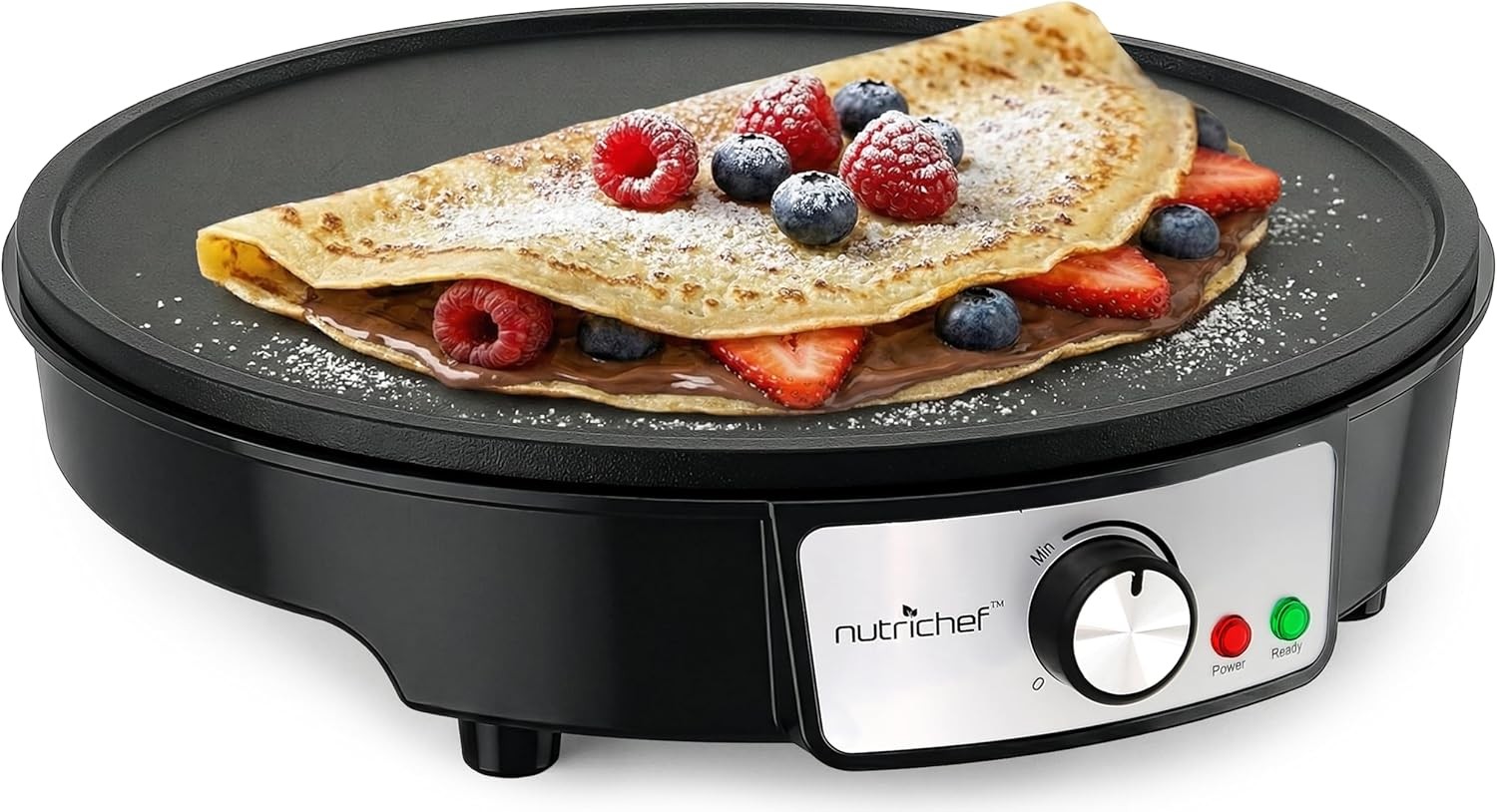 Electric Crepe Maker Griddle Cooktop Nonstick 12 Inch Aluminum Hot Plate LED
