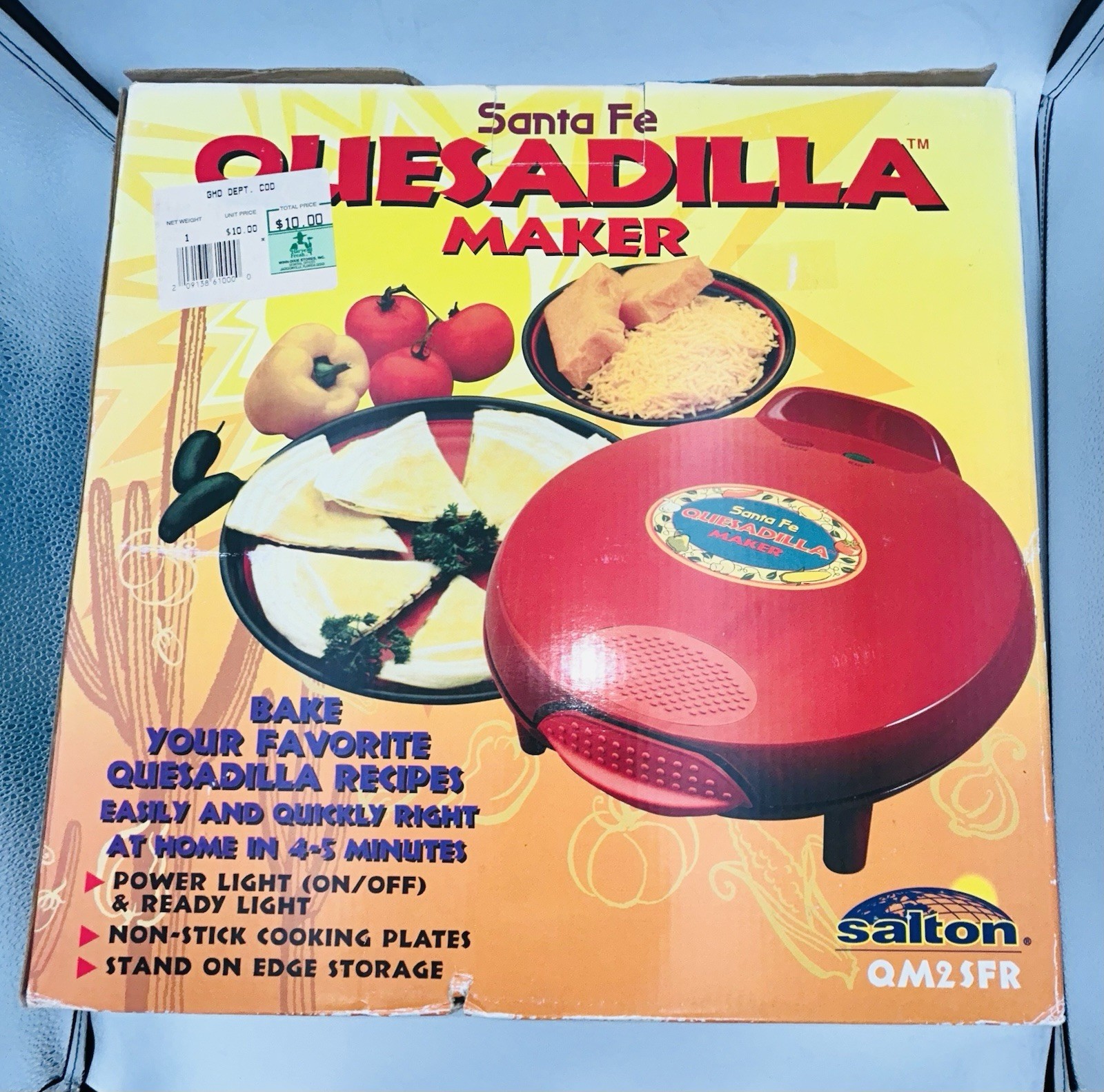 Santa Fe 12″ Quesadilla Maker QM2SFR Red Salton Non Stick 2002 New In Box