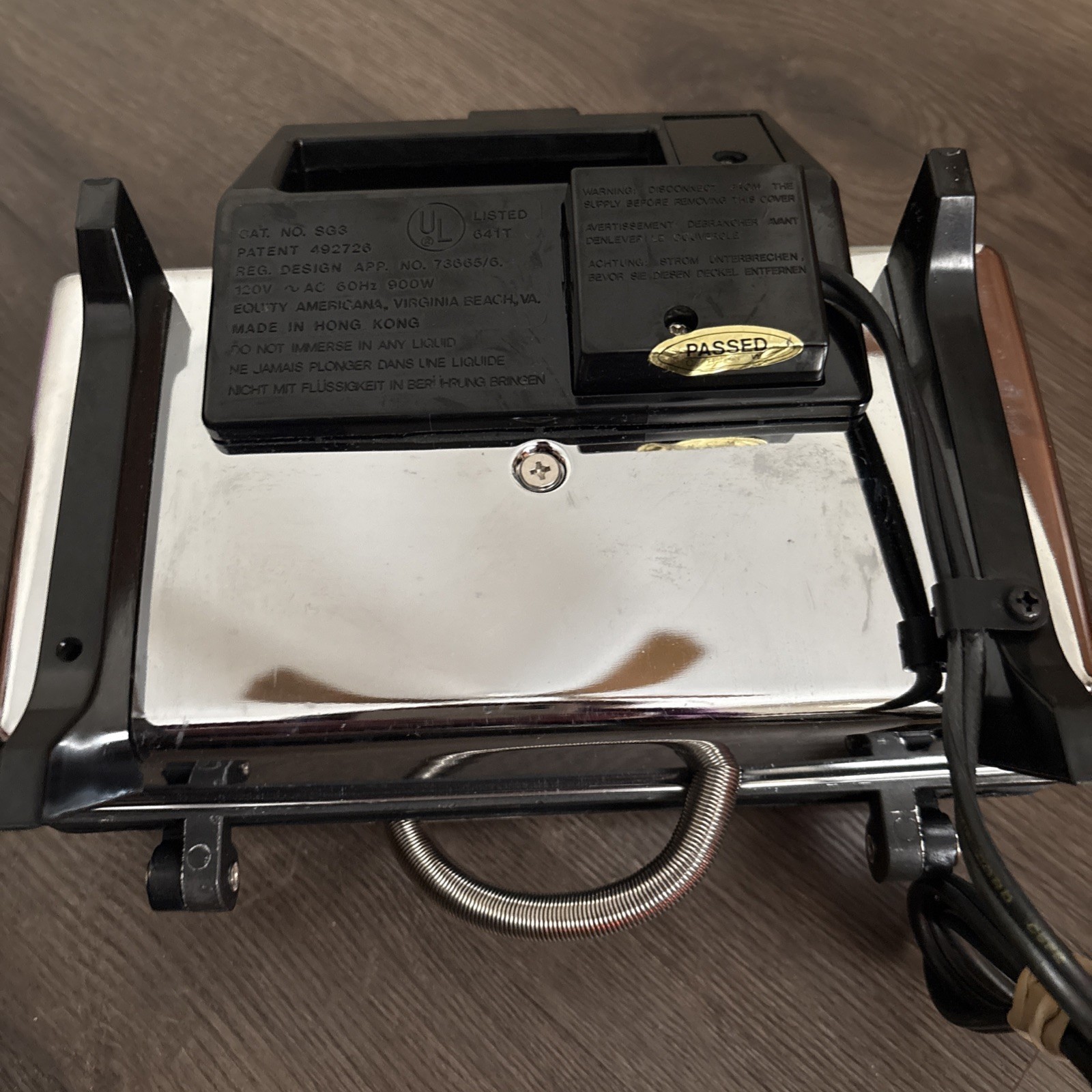 🌹Vintage Chrome Equity Sandwichcrafter SG3 Electric Sandwich Grill 900W