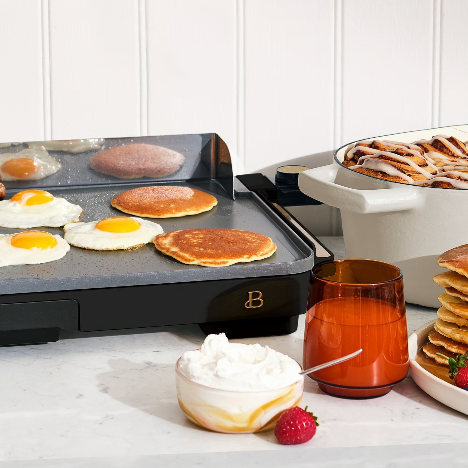 Beautiful XL Electric Griddle 12 x 22 Inch Ceramic Nonstick Black Sesame