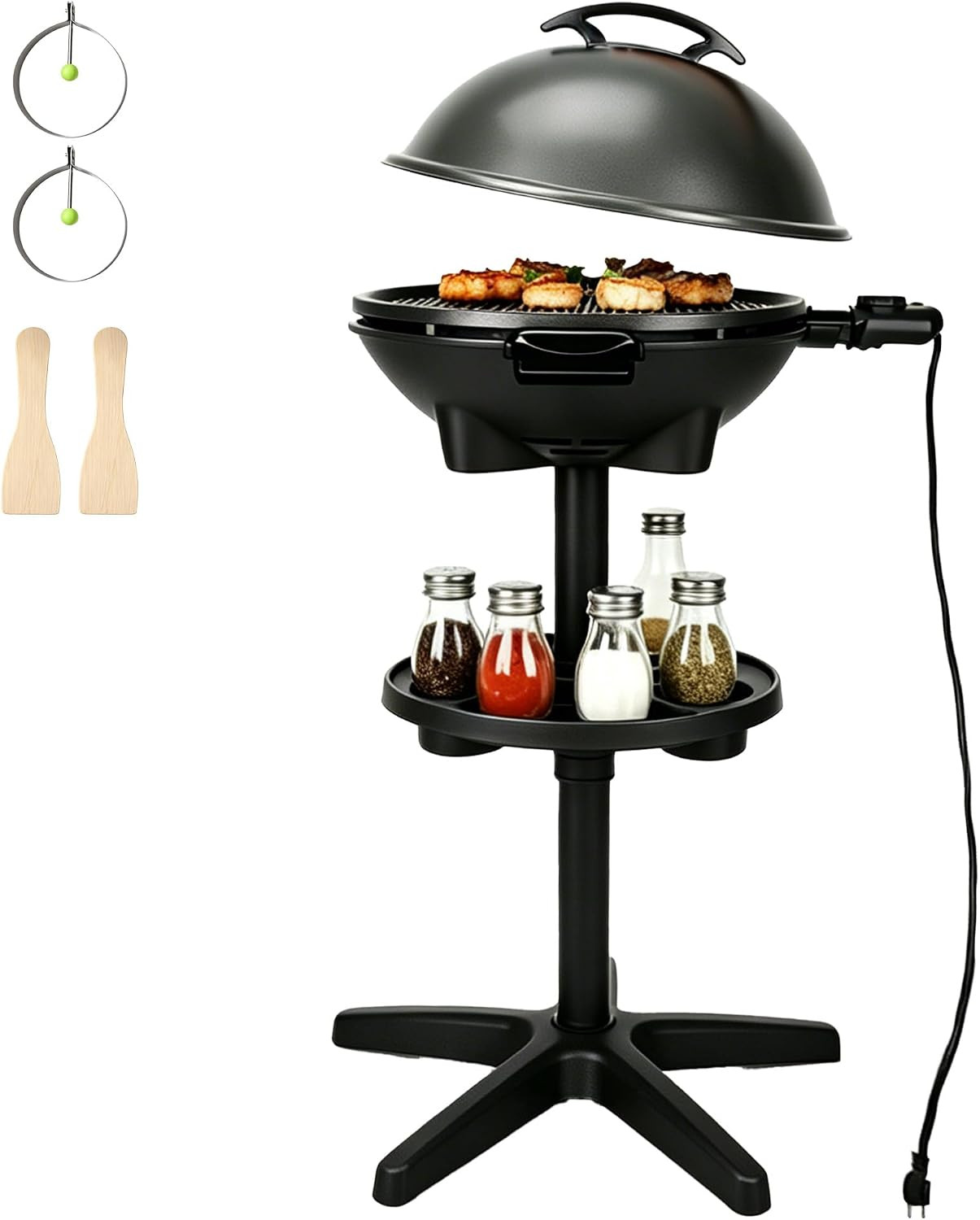 2-In-1 Outdoor Electric Grill & Portable BBQ with Removable Stand – Features Non