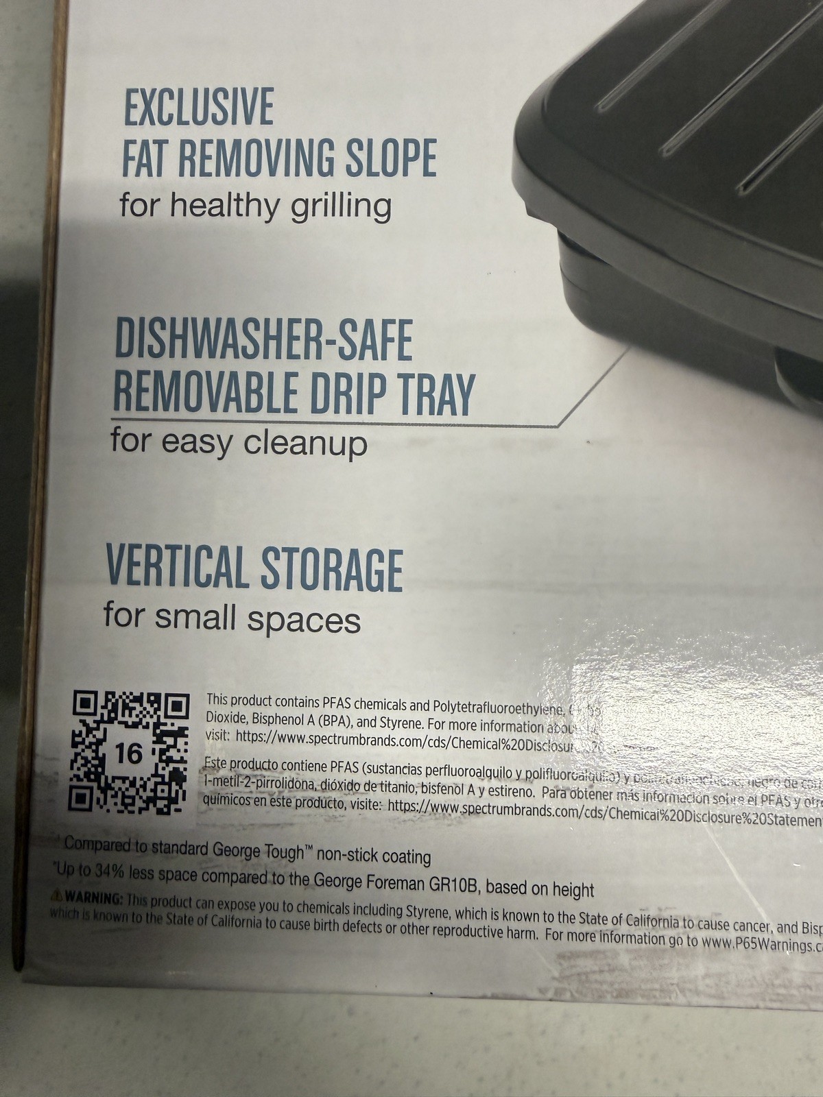 George Foreman Indoor Grill GRS040BC | Non-Stick, Compact, New in Box