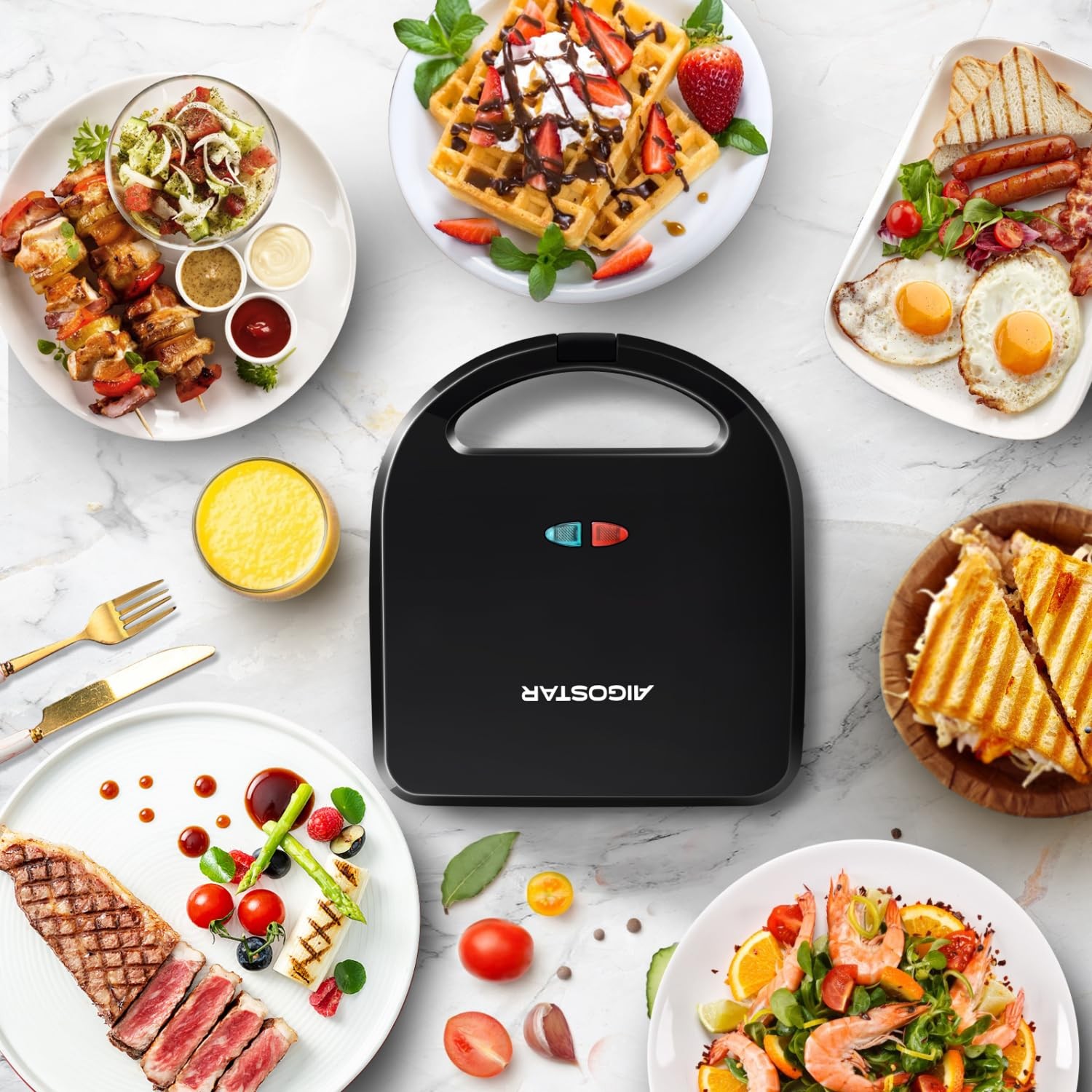 3 In 1 Electric Sandwich Maker Panini Press Grill Nonstick Plates 750W Black…