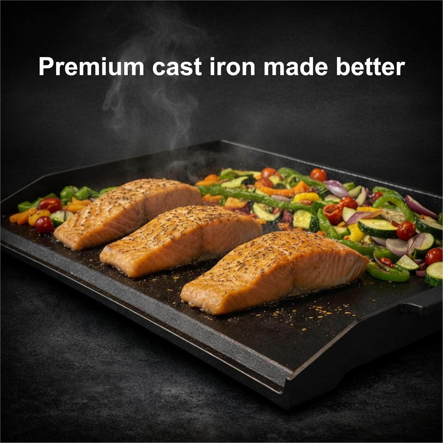Updated Cast Iron Griddle for Gas Grill, 23″ x 16″ Large Matte Porcelain Enamel