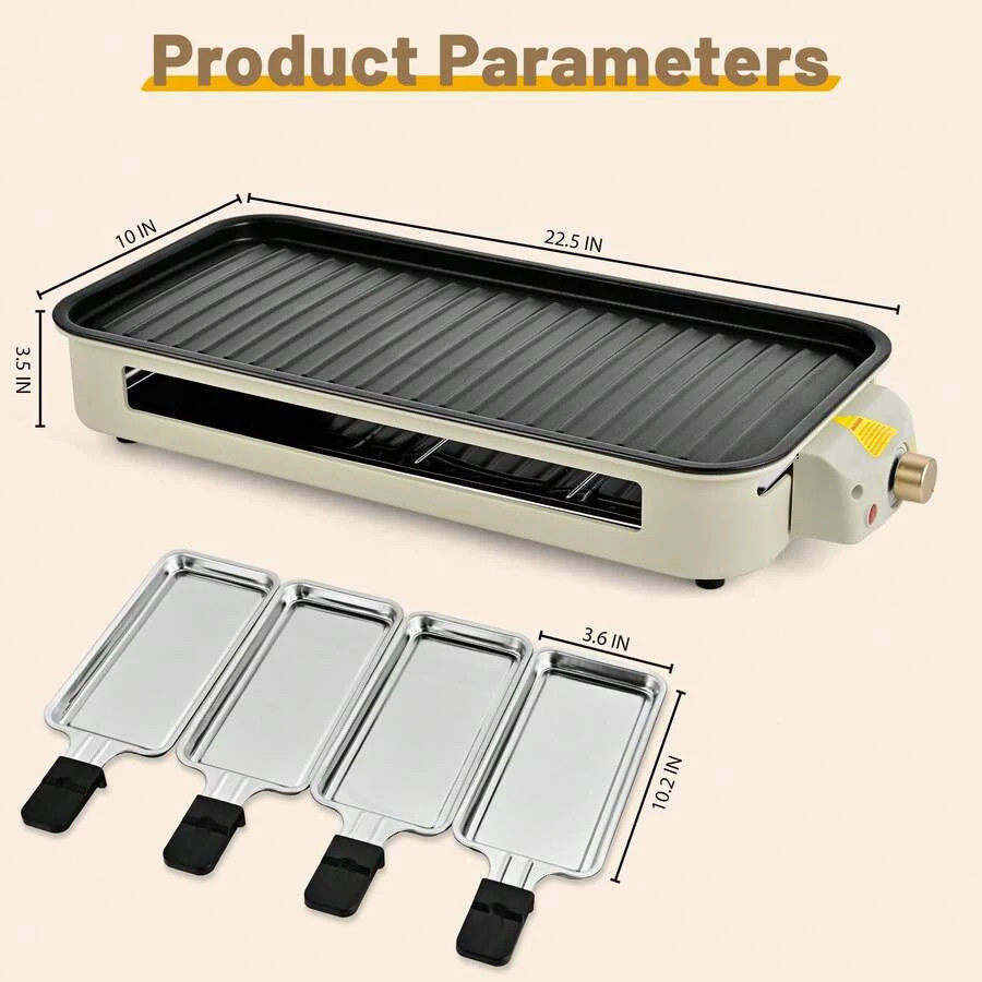 1700W Electric Indoor Grill 2-In-1 Griddle Removable Plates Non-Stick