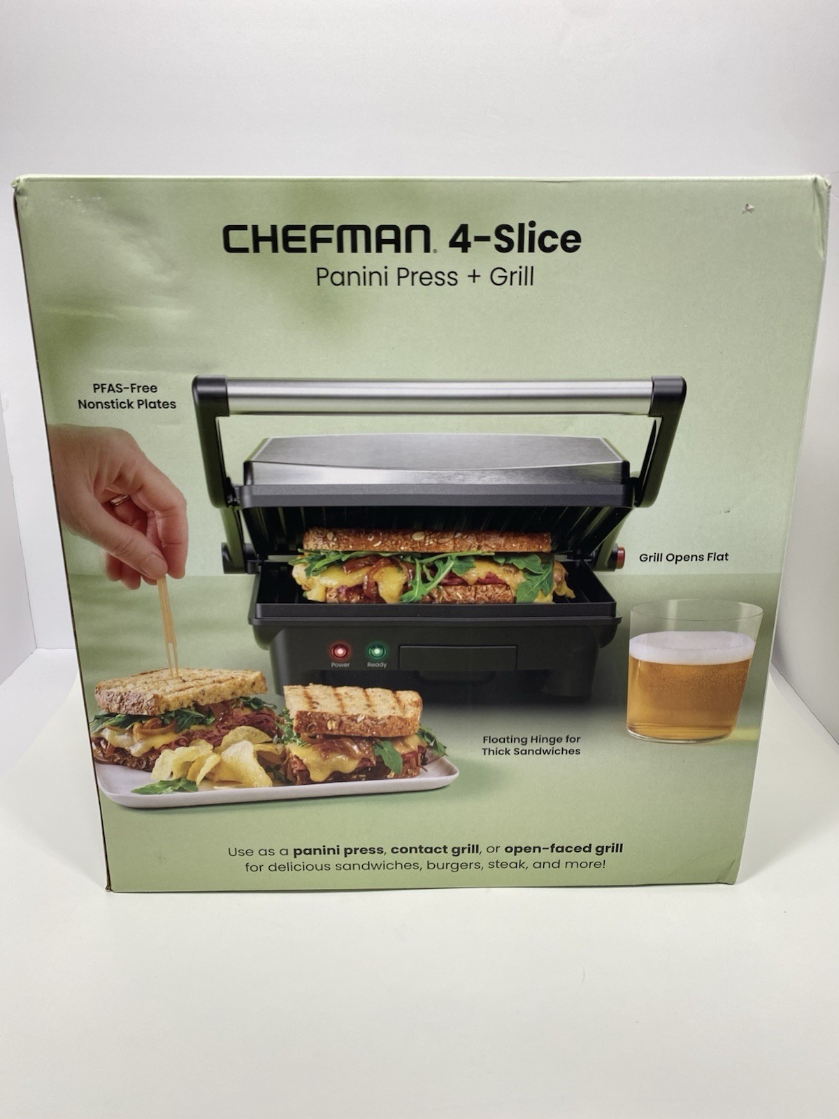 Chefman 4-Slice Panini Press Grill & Gourmet Sandwich Maker Non-Stick Plates
