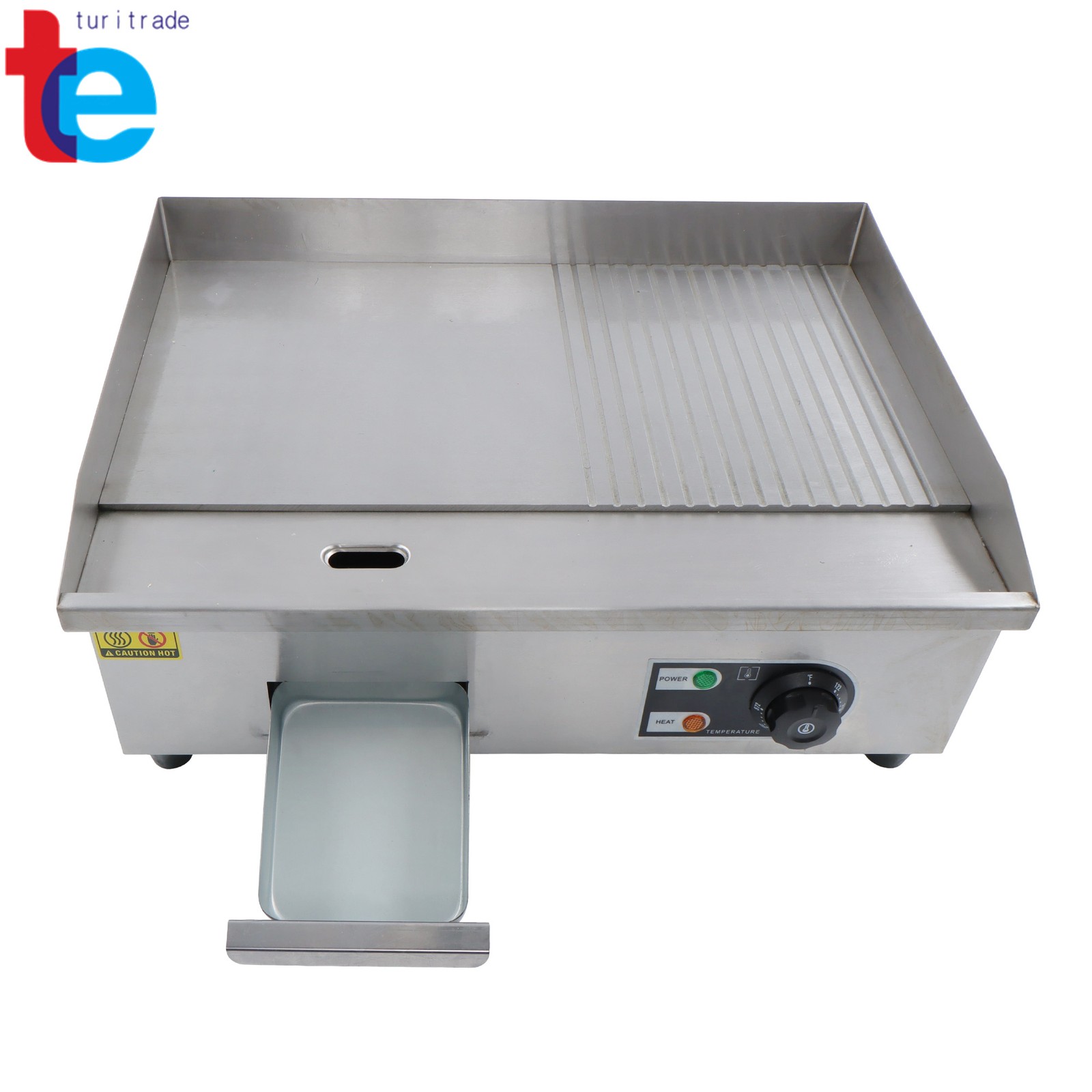 1600W Commercial Griddle, 22in Stainless Steel, 122-572°F Adjustable Temp