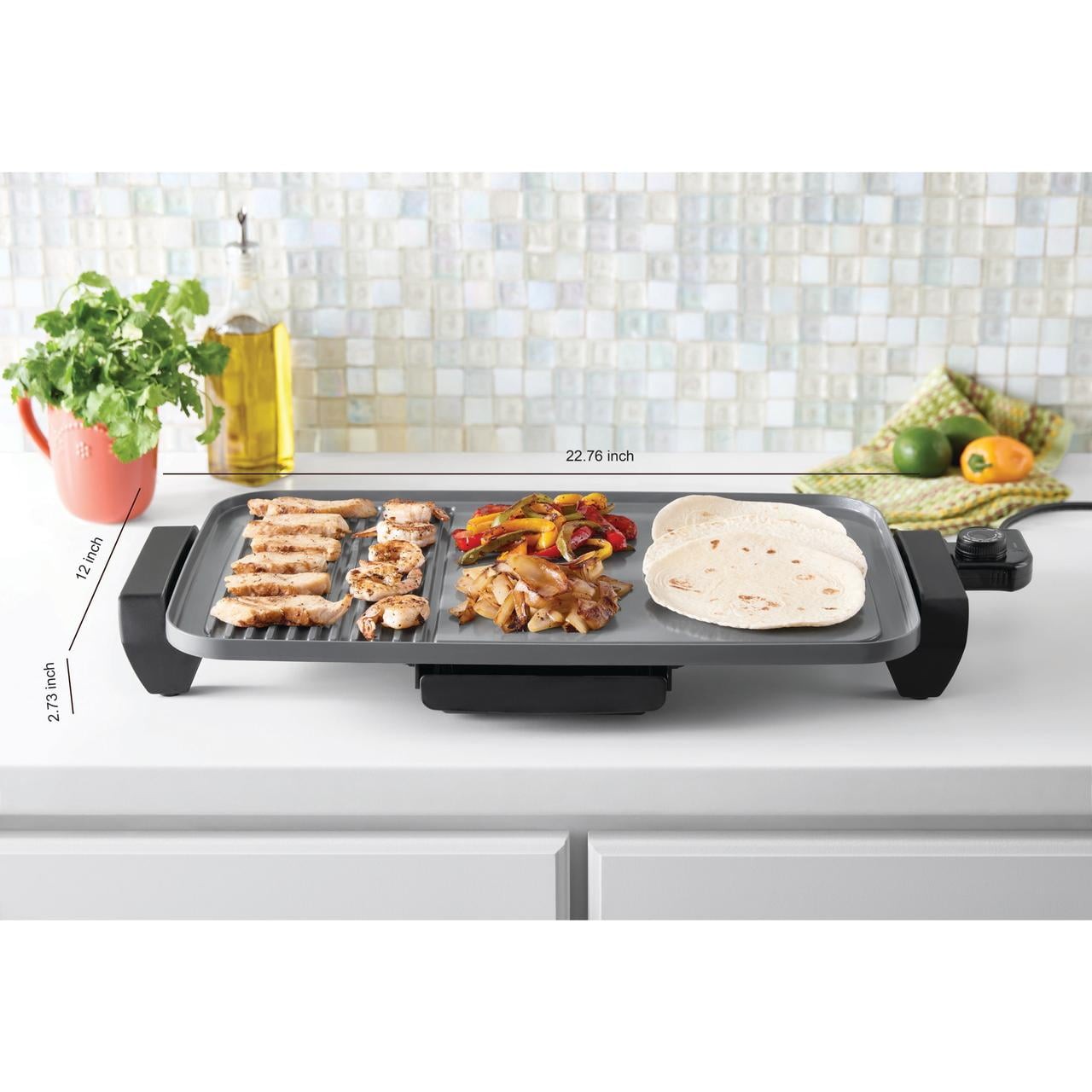 Plus12″x20″Electric Ceramic Griddle with Nonstick Surface,1500Watts,Temperature