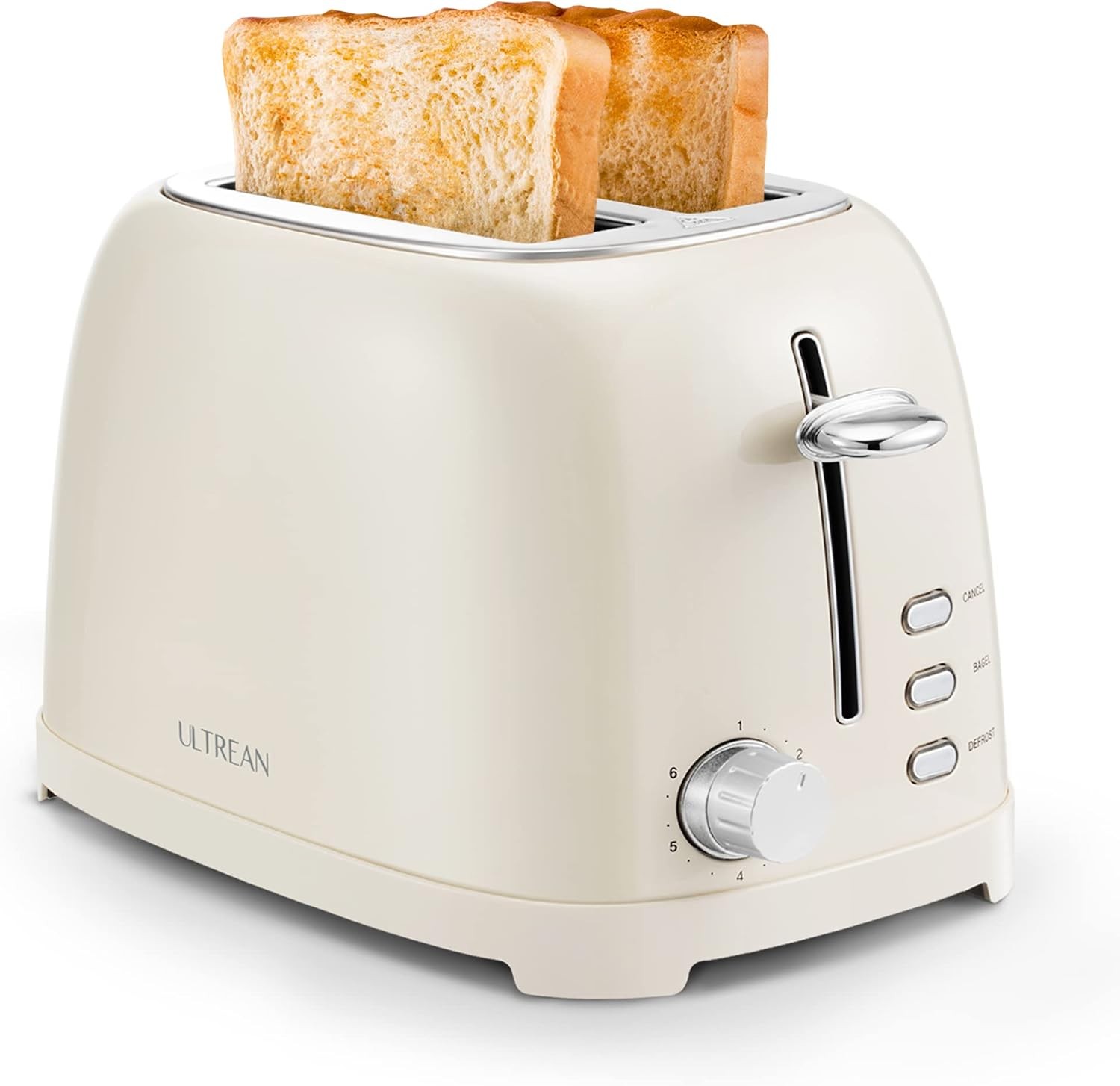 Ultrean Toaster 2 Slice with Extra-Wide Slot for Toasting Bagels, Cream