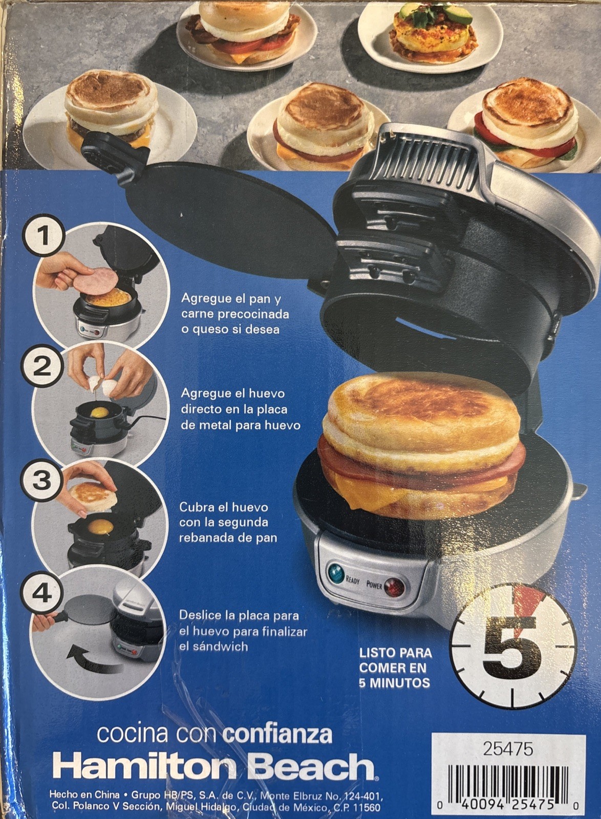 Hamilton Beach Breakfast Sandwich Maker Quick and Easy NEW Sealed 25475