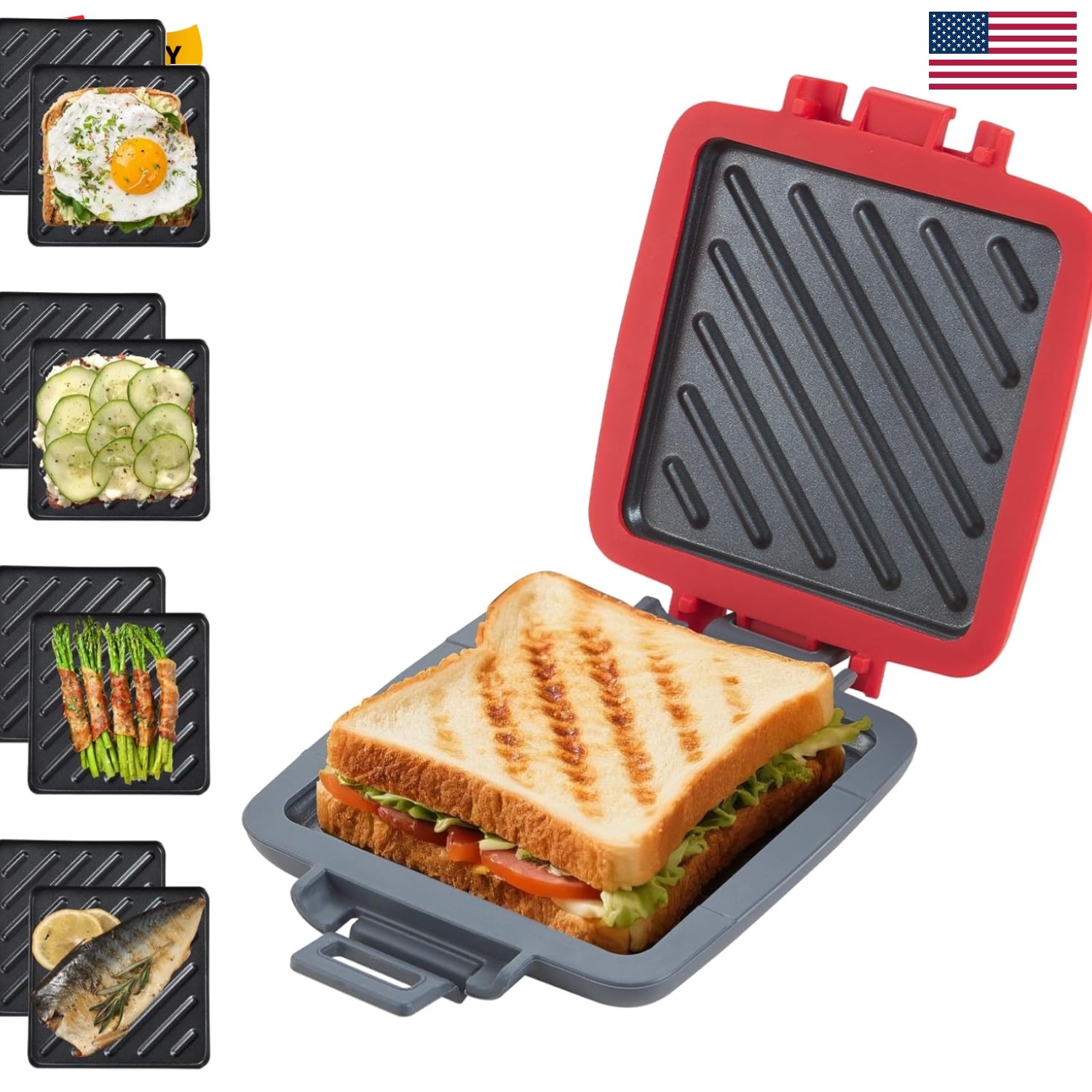 Microwave Sandwich Maker, Snack Maker & Panini Press, Removable Non-Stick Pla…