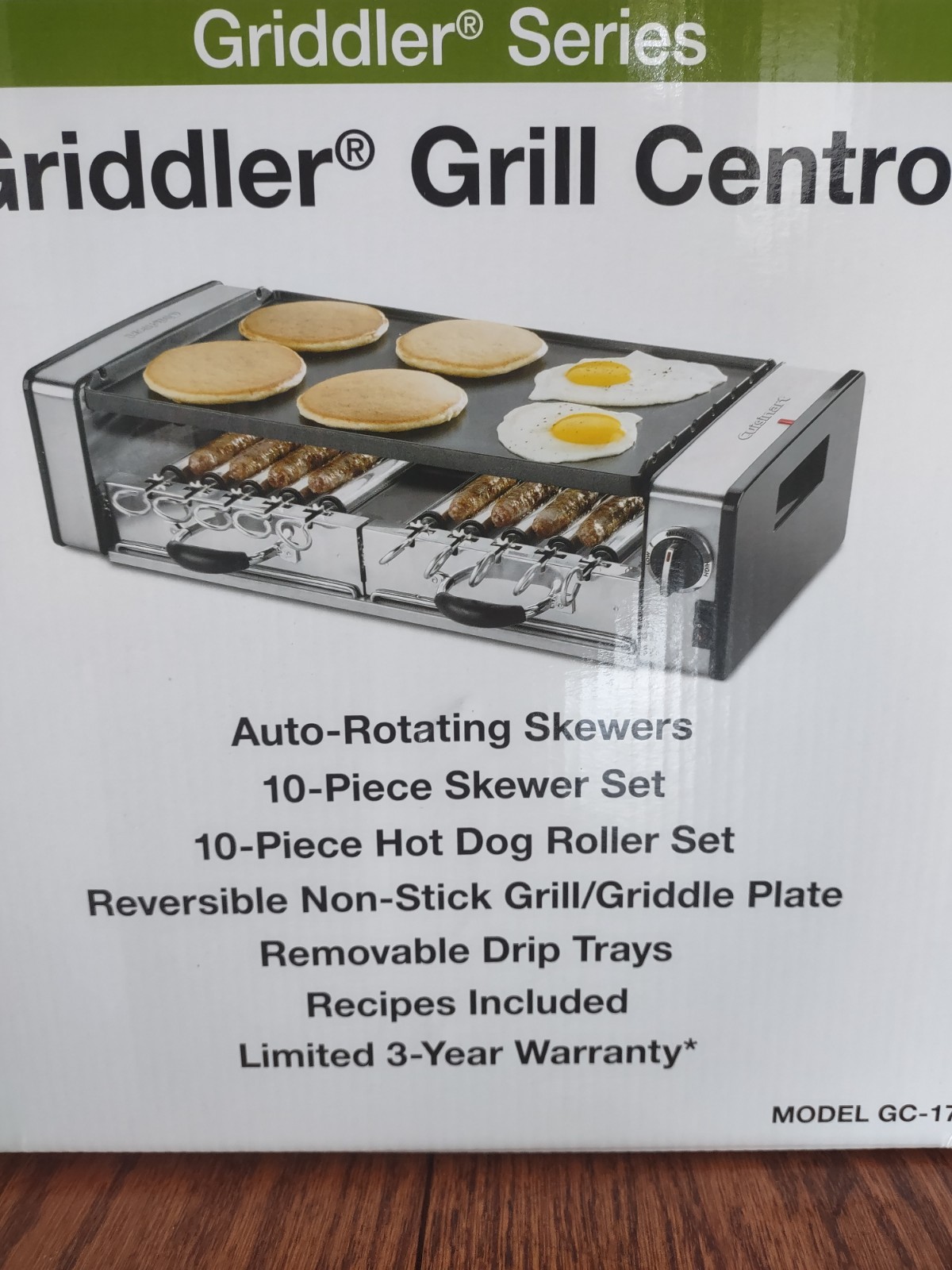 Cuisinart GC 17 Griddler Grill Centro 2 Tier Griddle Hot Dog Roller Skewers