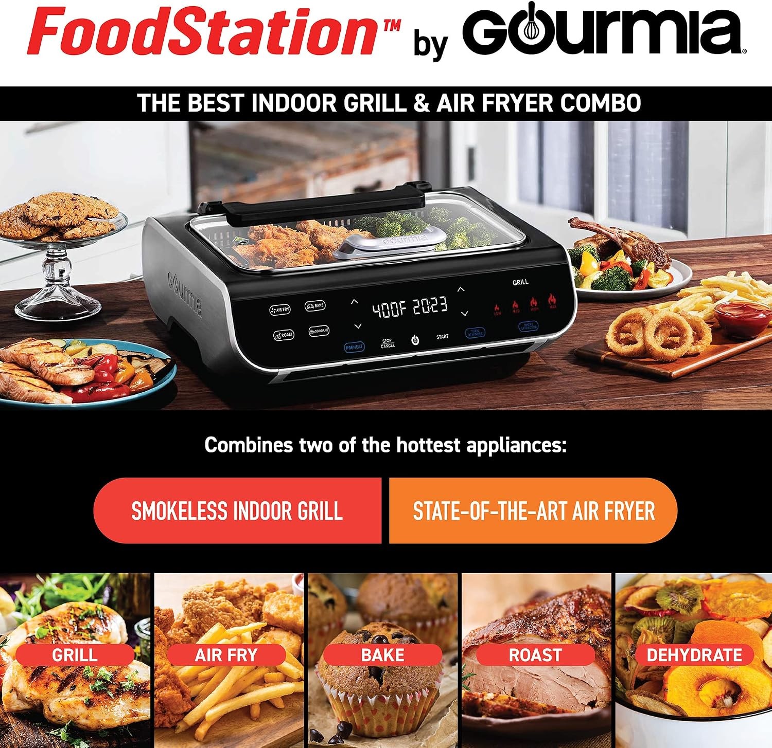 Smokeless Indoor Grill & Air Fryer raclette grill with Smoke Extracting