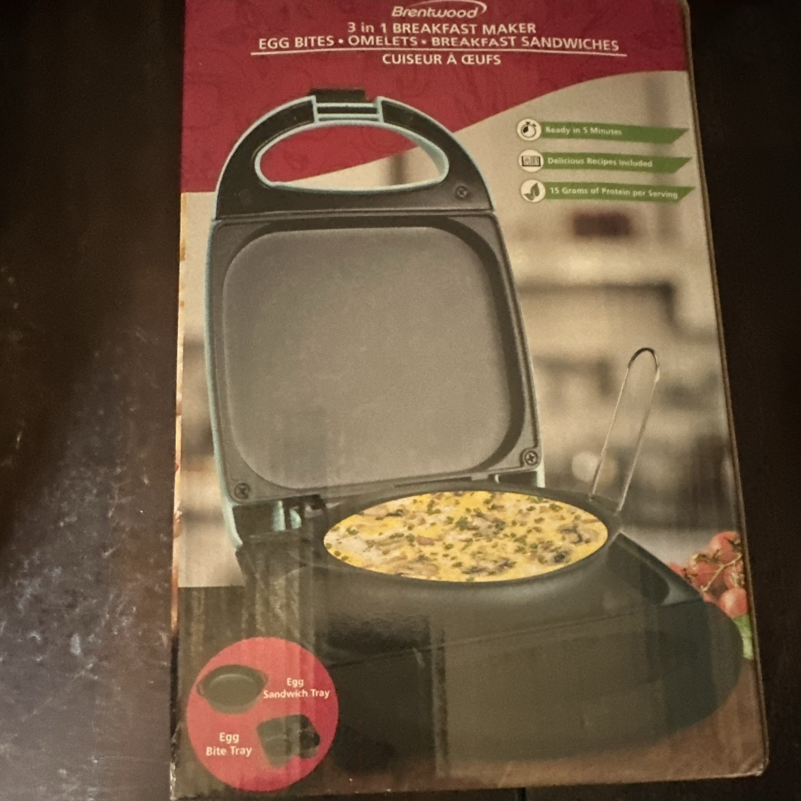 Brentwood 3-in-1 Breakfast Maker 350W Non-Stick Black Egg Bites Omelets