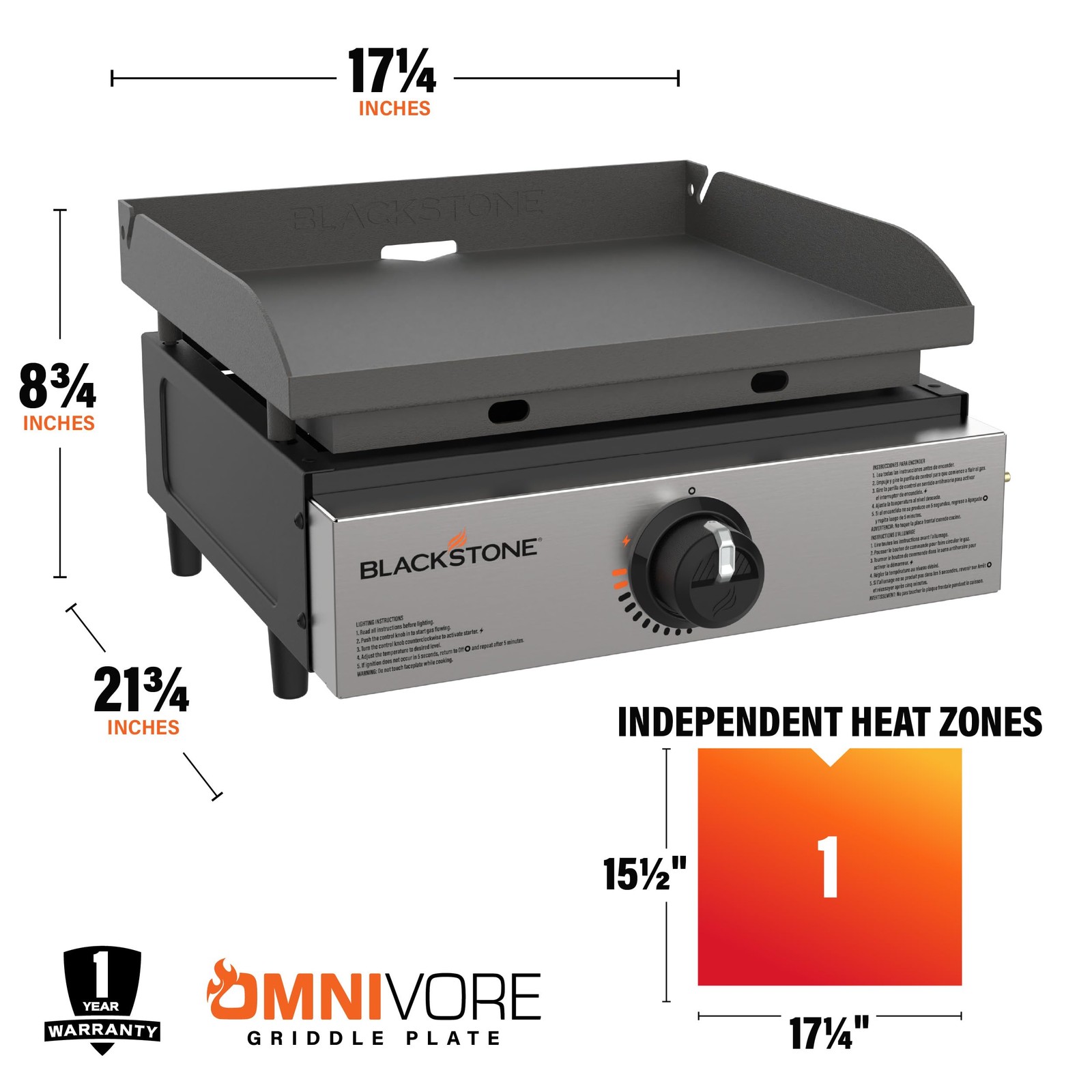 Blackstone 1971 Original 17″ Omnivore Tabletop Griddle, Black