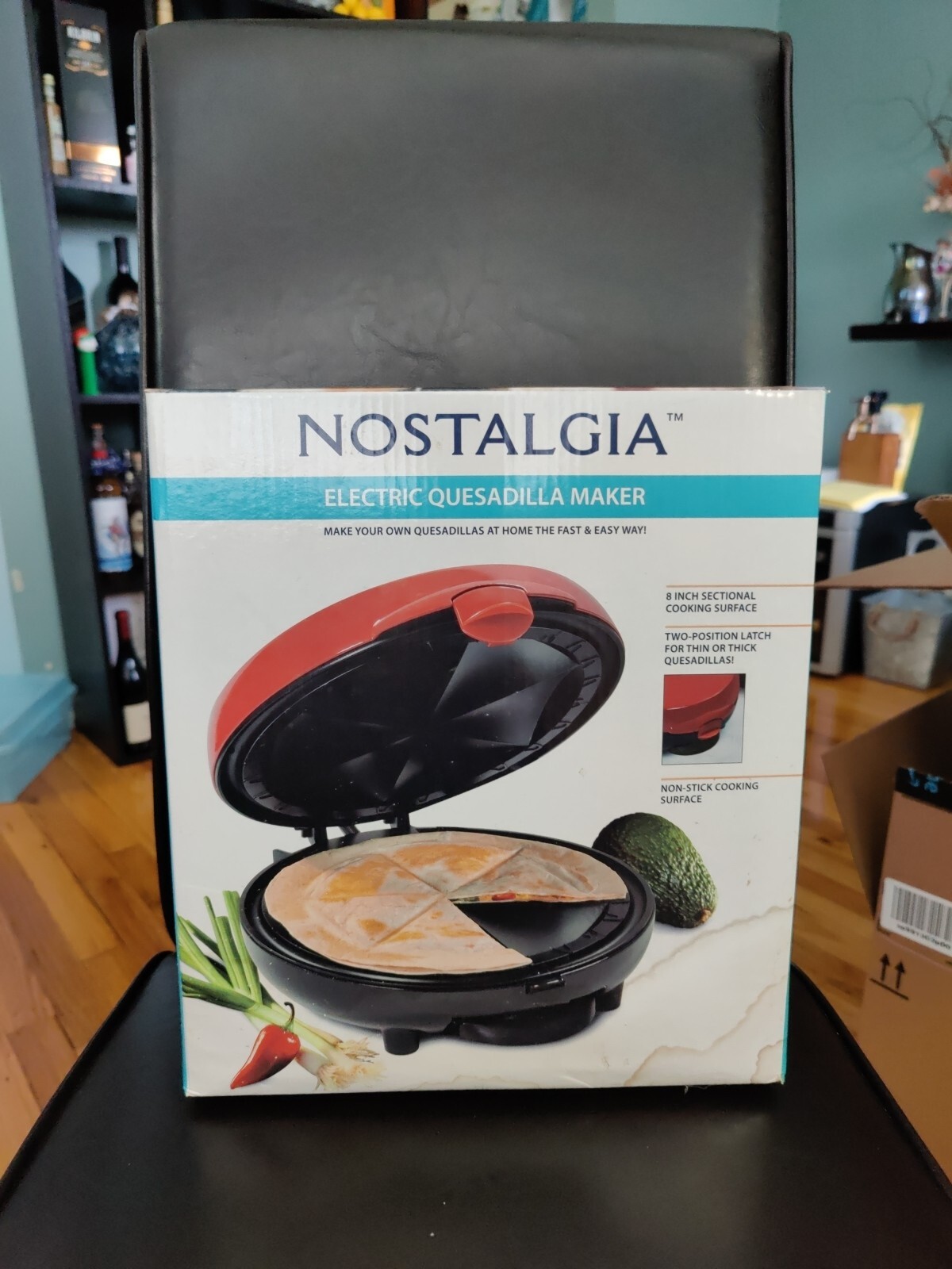 Nostalgia 6-Wedge Electric Quesadilla Maker with Extra Stuffing Latch 8-inch