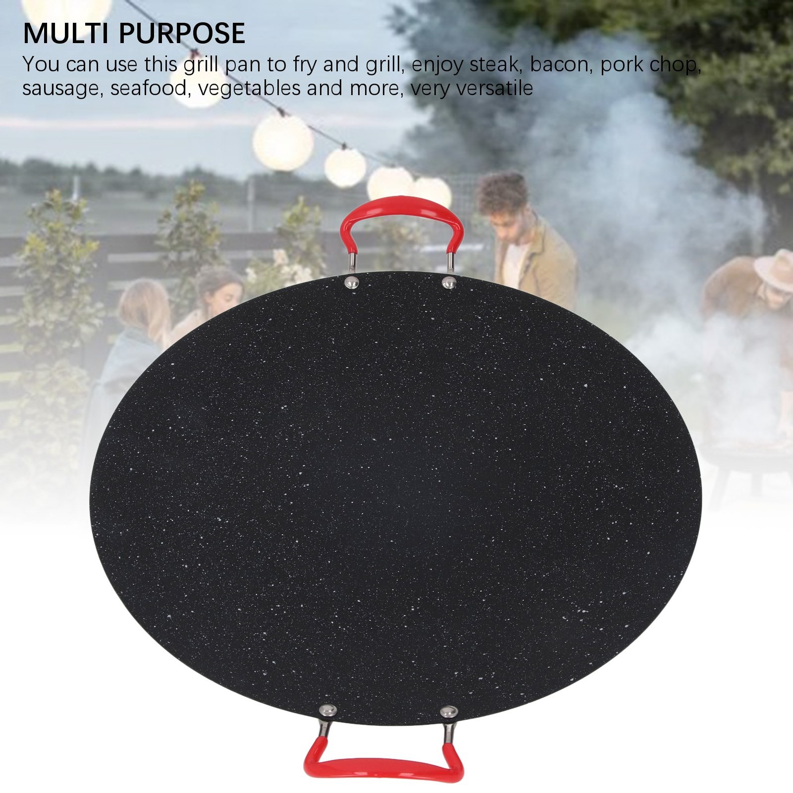 Portable BBQ Grill Flat Pan Lightweight Ideal For Outdoor Use Iron Recommended