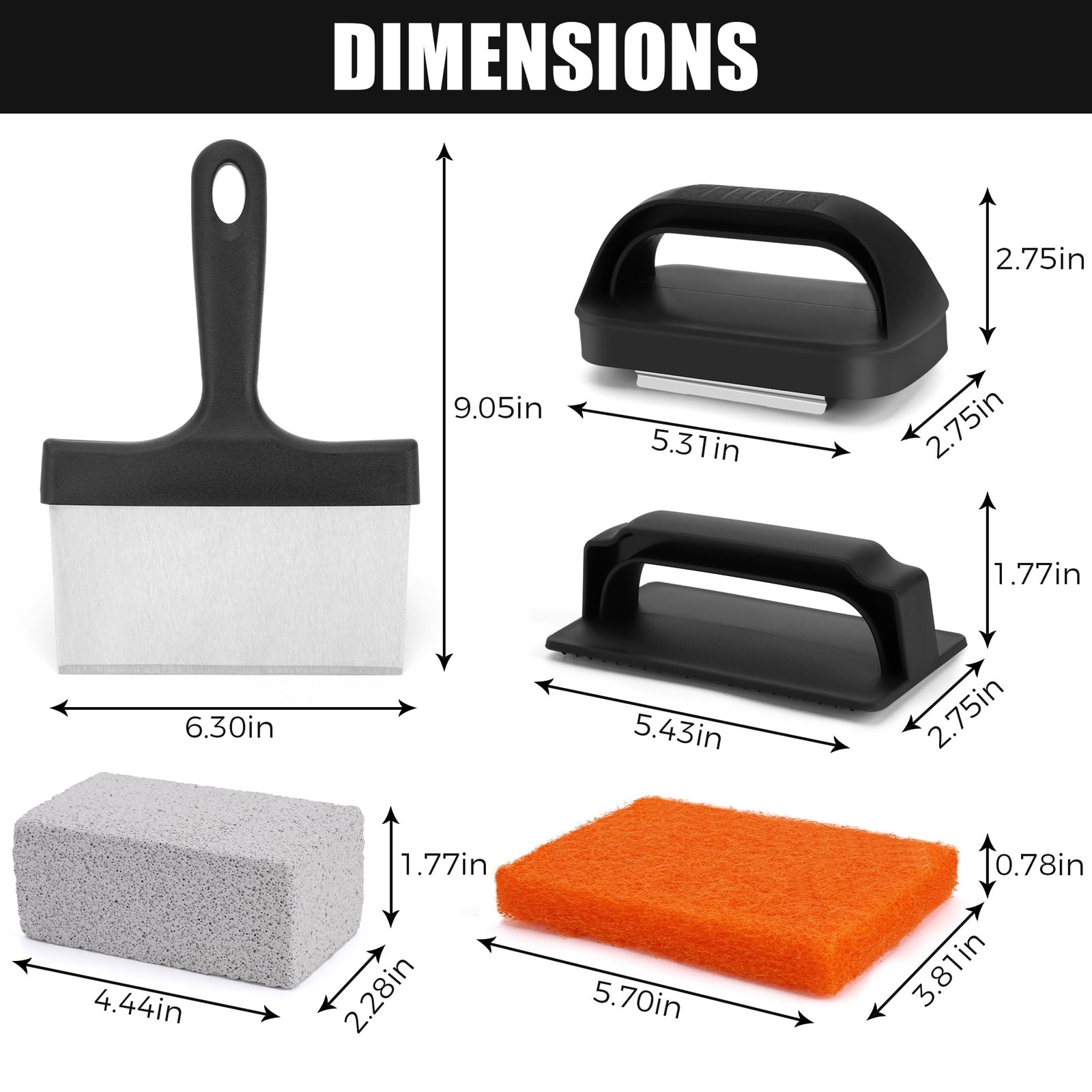 WYZJC Upgraded Blackstone Griddle Cleaning Kit, with 36 36 inches, Orange