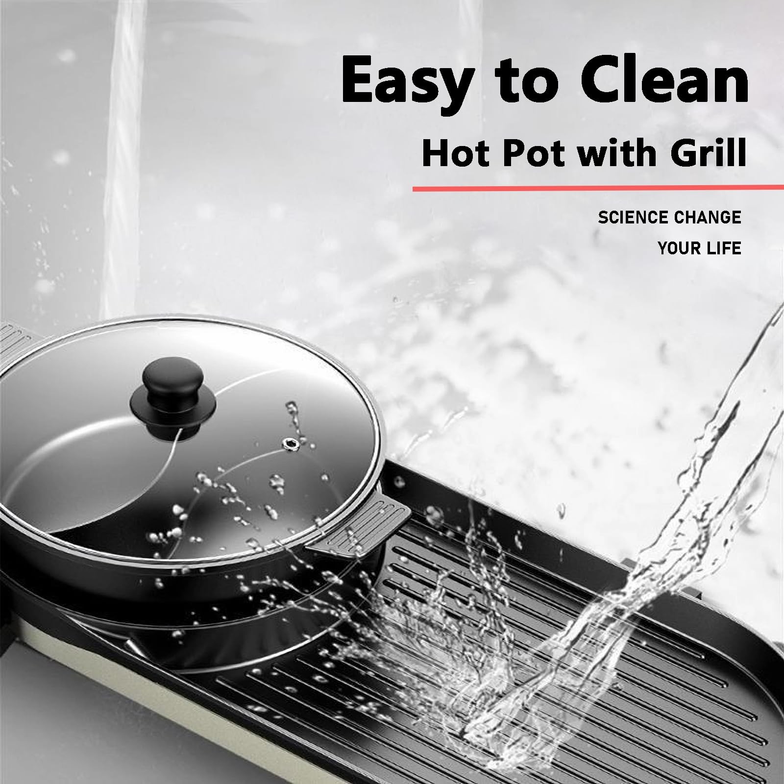Hot Pot with Grill, Electric Hot Pot 2 in 1 Shabu Shabu Hot Pot Korean BBQ Gr…