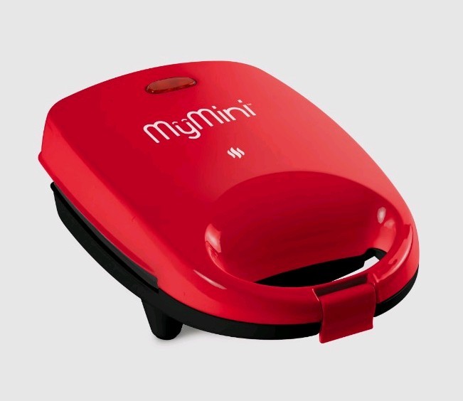 Nostalgia MyMini Sandwich Maker Contact Grill, Portable Non-Stick, Red 350W