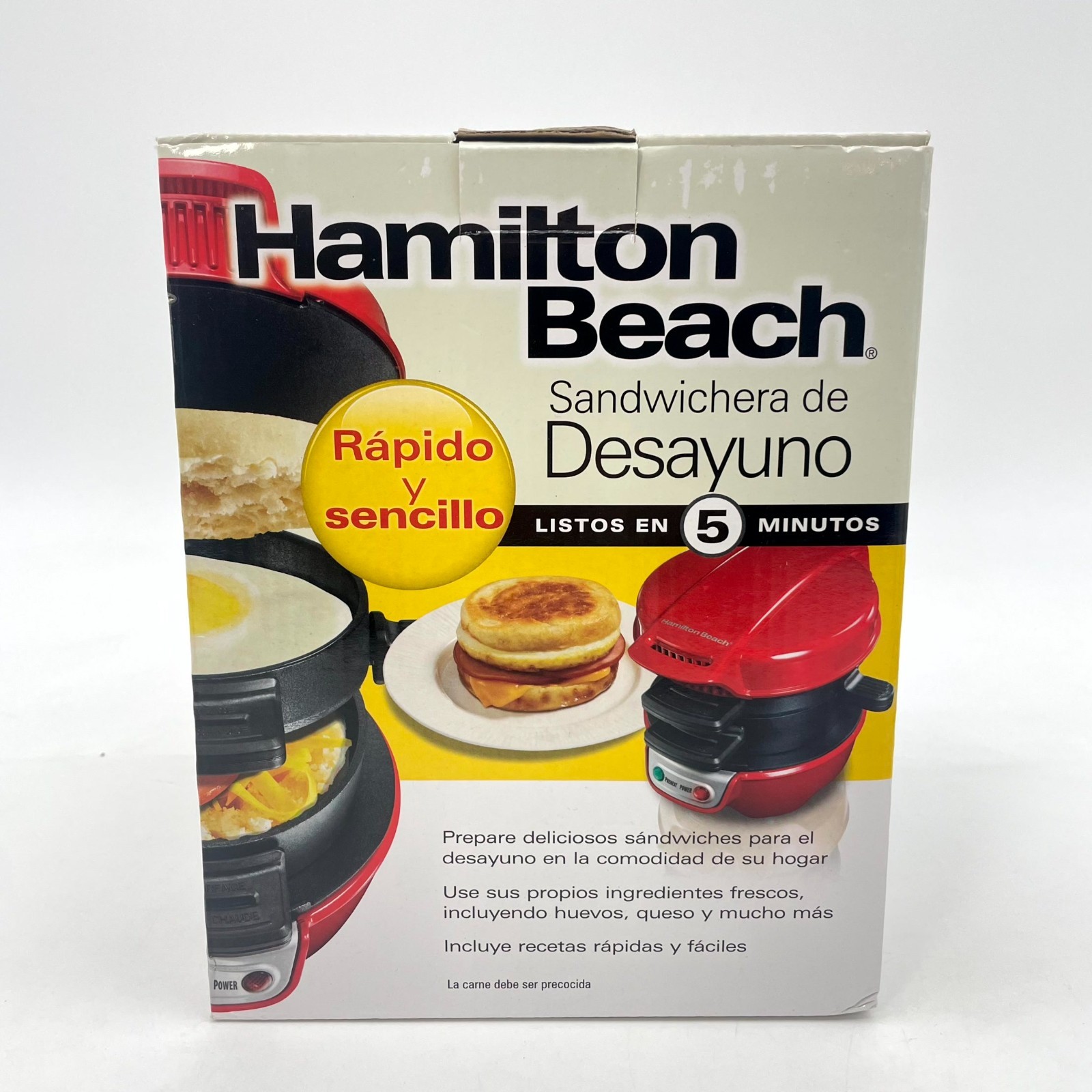 Hamilton Beach 25476 Breakfast Sandwich Maker Red with Egg Cooker Ring
