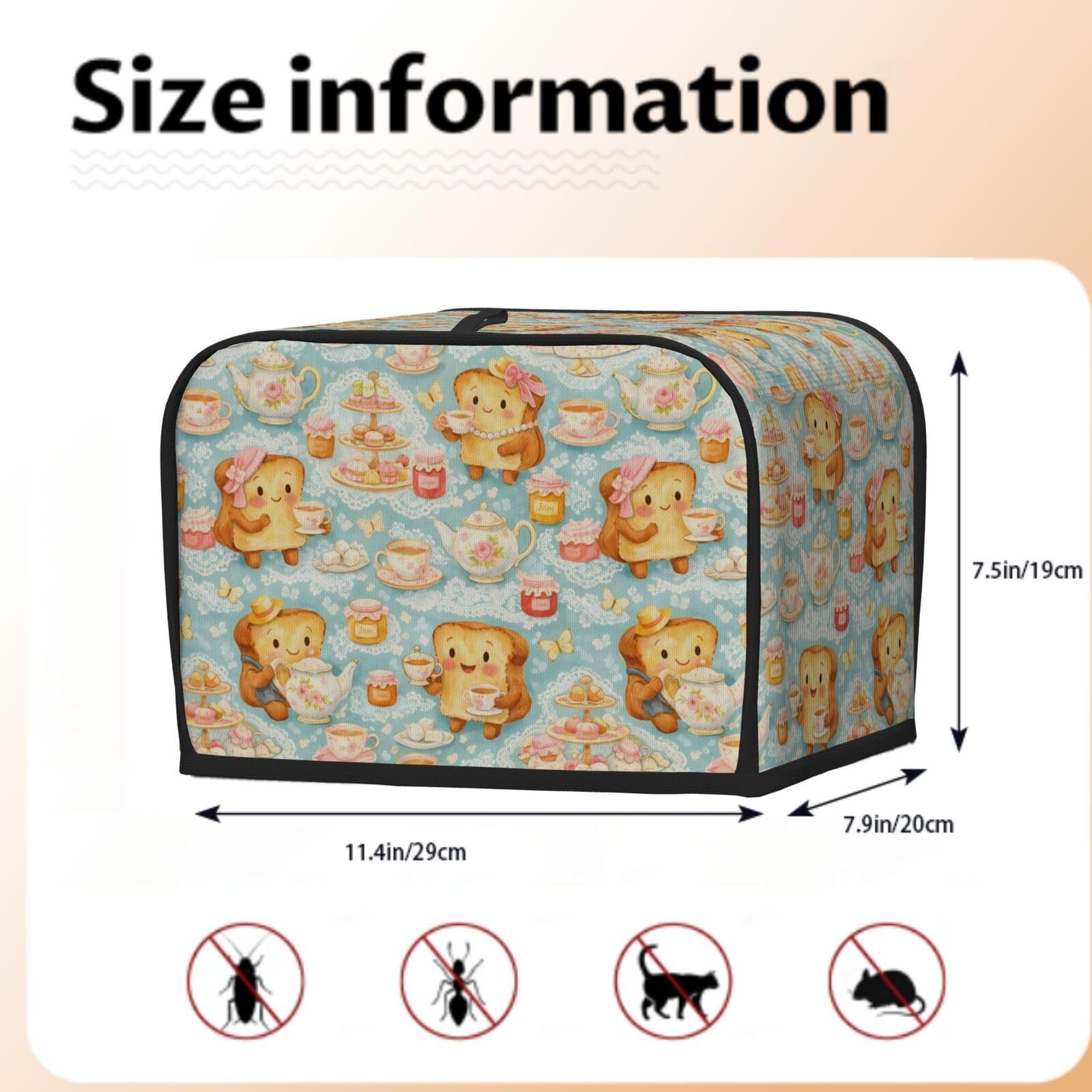 NeuKim 2 Slice Toaster Cover 2 Slice, Vintage High Tea Party Toast Pattern