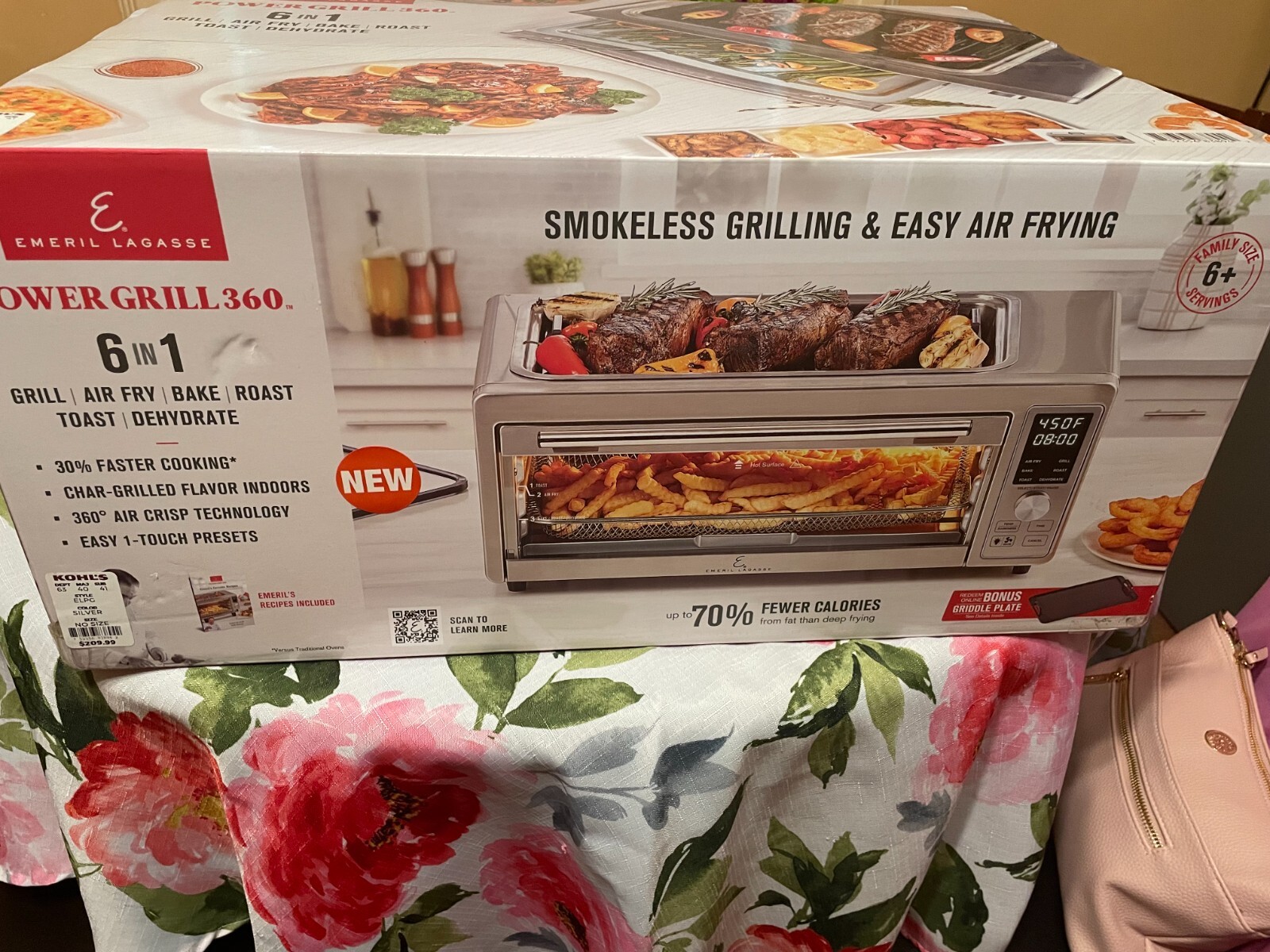 Emeril Lagasse Power Grill 360 Plus, 6-in-1 Electric Indoor Grill and Air Fryer