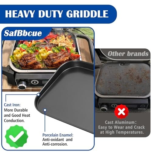 7-in-1 Outdoor Grill Griddle Plate & Smoke Rack for Ninja Woodfire Grills, Flat