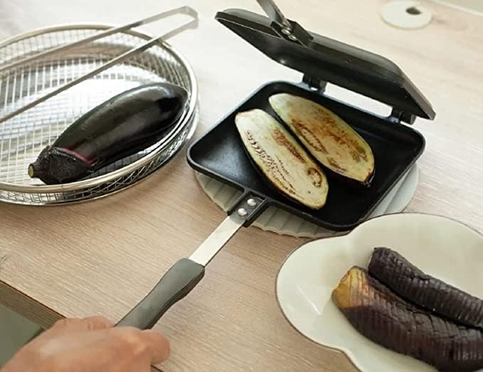 Panini Press Hot Sandwich Maker Non-Stick Panini Grill Pan W/ Handle Aluminum