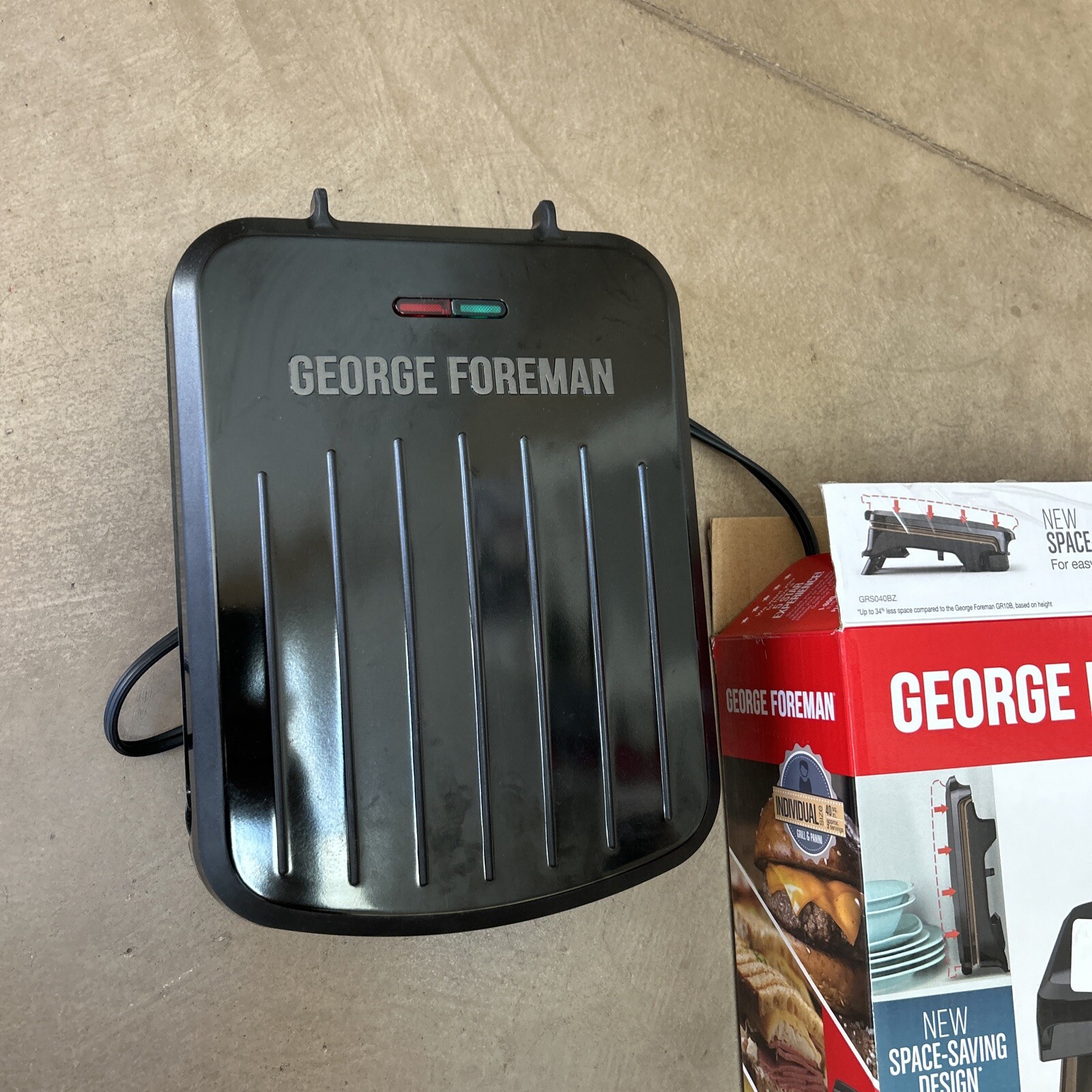 George Foreman Space-Saving Tough NonStick Compact Fast Electric Indoor Grill
