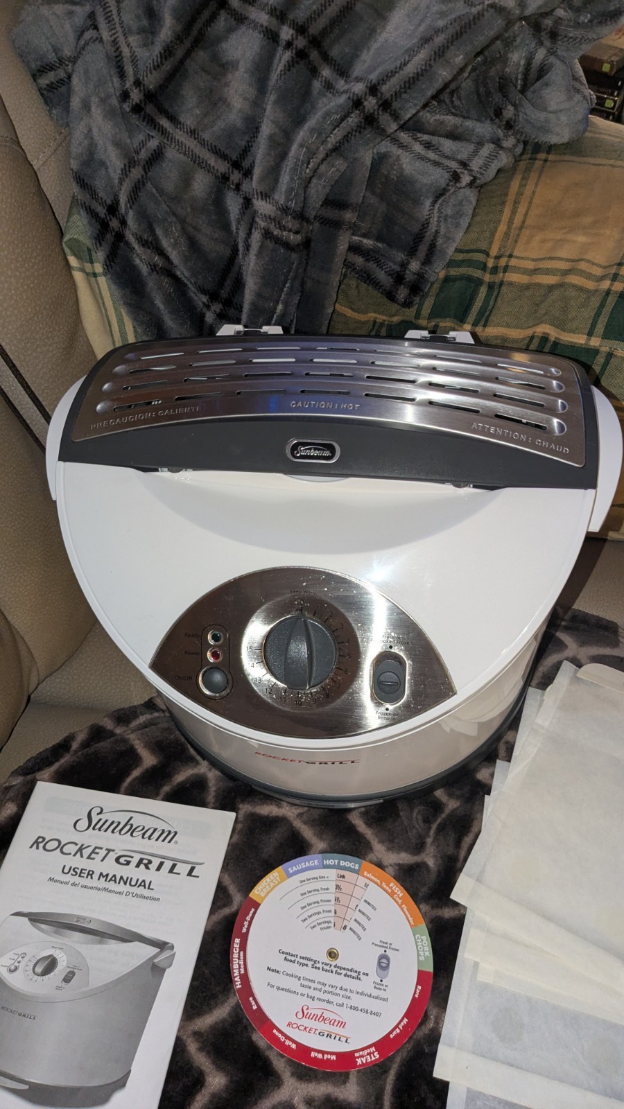 Sunbeam Rocket Grill RG24 Indoor 5 Refill Parchment Bags Included And Manual