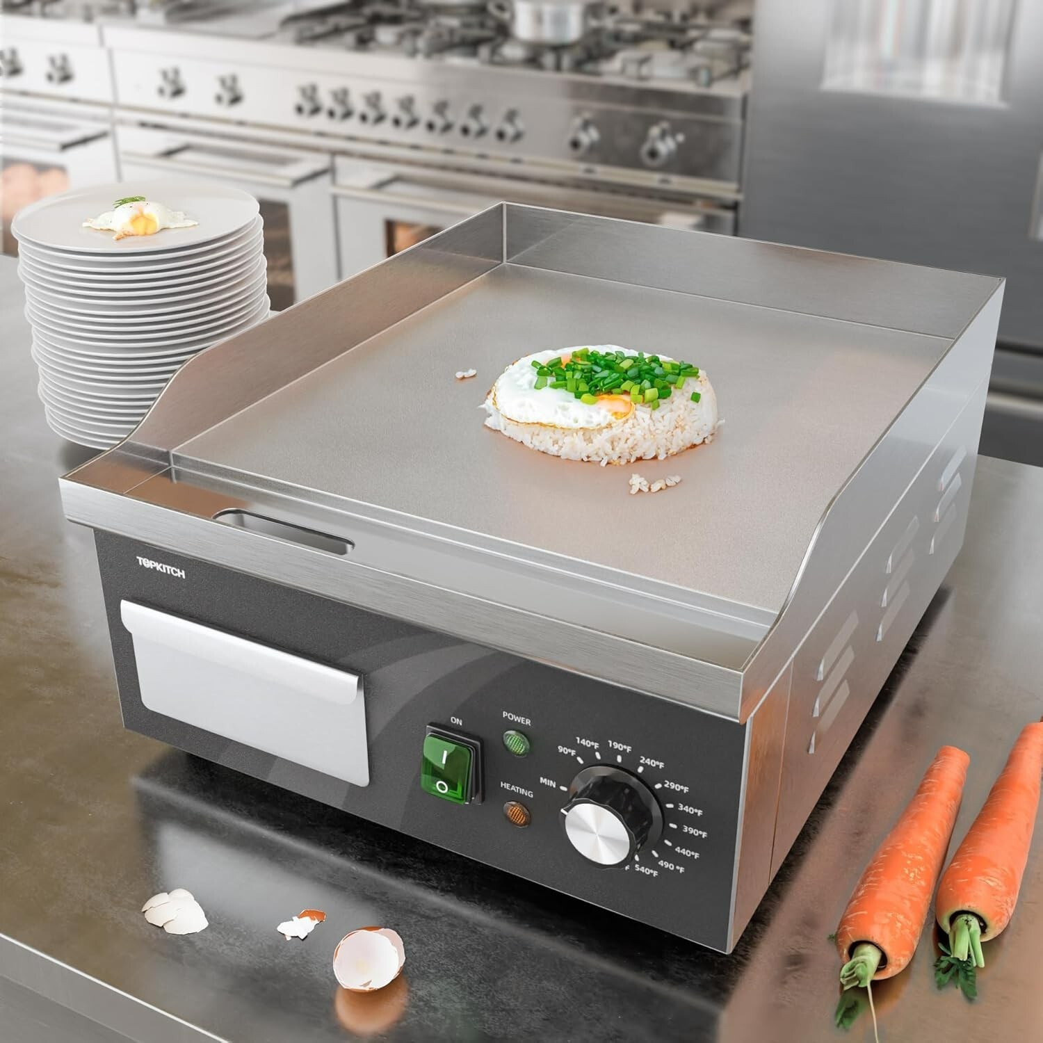 Compact 14 Inch Electric Griddle with Large Grease Tray – Easy to Maintain