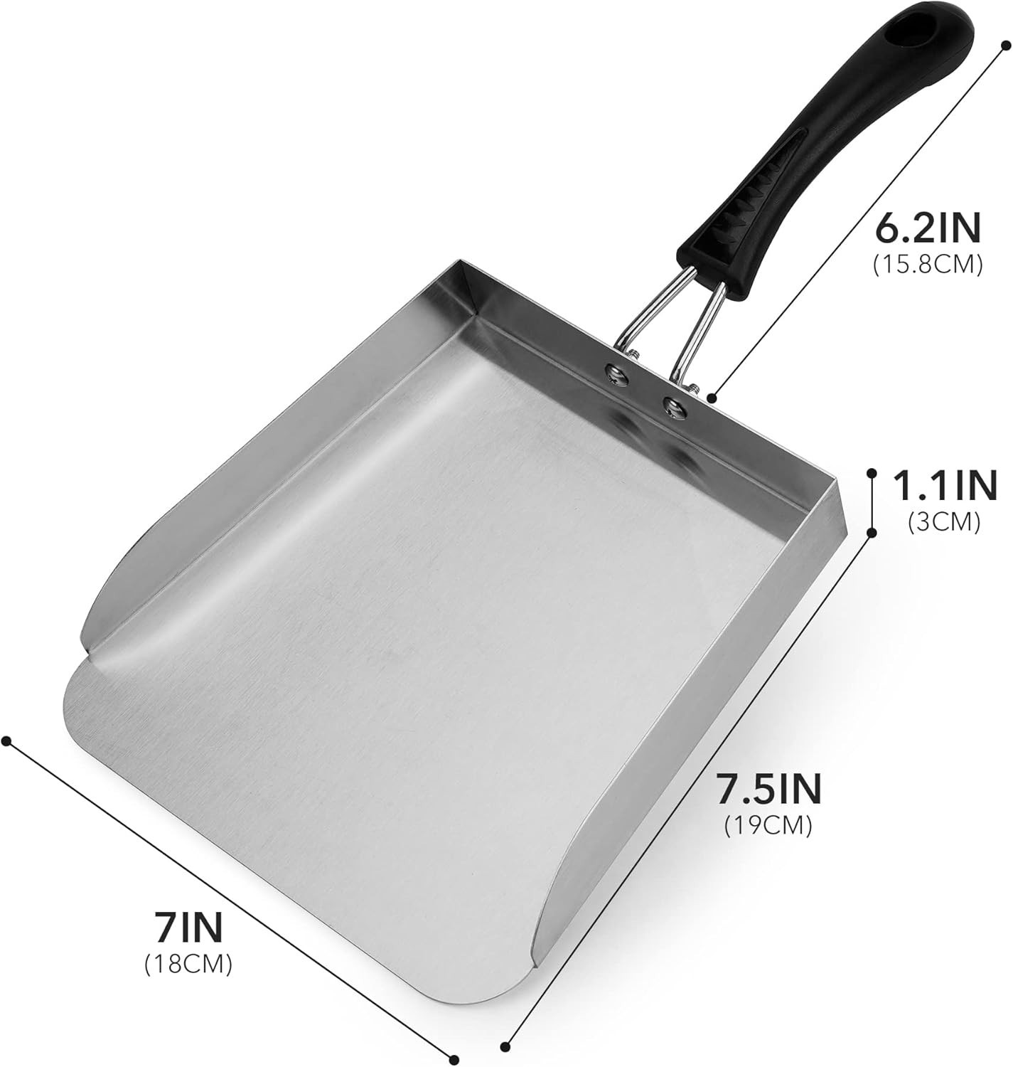 Stainless Steel Griddle Food Mover Smash Burger Food Shovel Grill Spatula, 13″