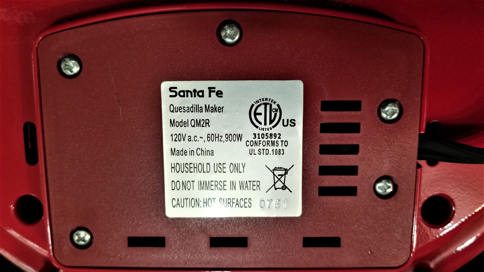 Santa Fe Non-Stick Quesadilla Maker QM2R Red Salton (Used Only Once Very Clean)