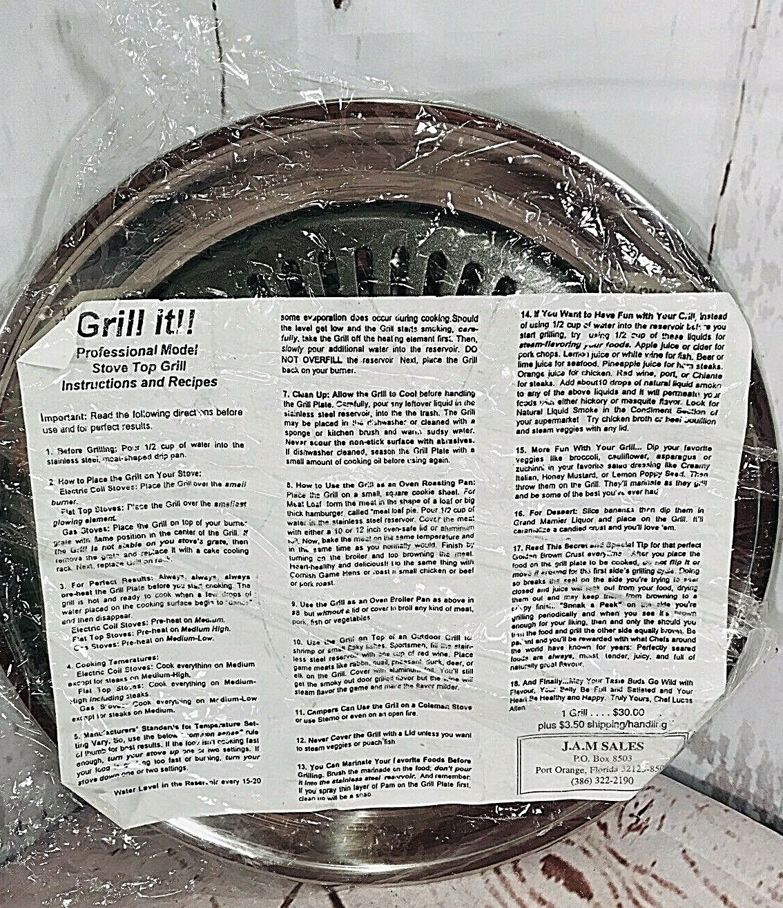 Smokeless “Grill It” Stove Top Indoor Grill Compact Kitchen Cooking Silver 614A2