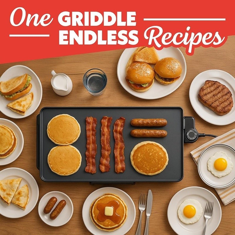 Extra Large Non Stick Electric Griddle 22 Inch Temperature Control Easy Cleanup