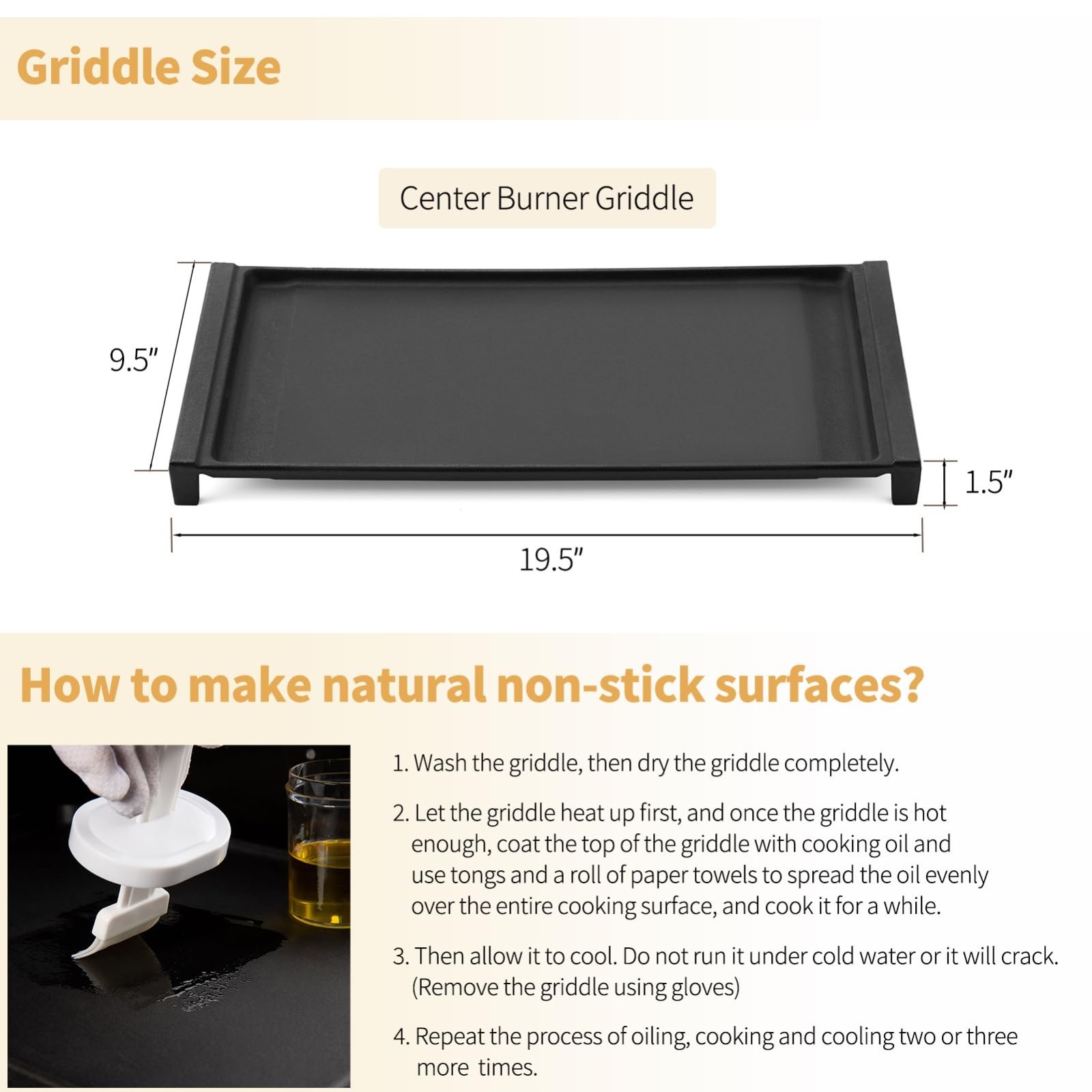 Cast Iron Griddle Replacement for GE Stove Parts – Flat Top Cooktop Plate