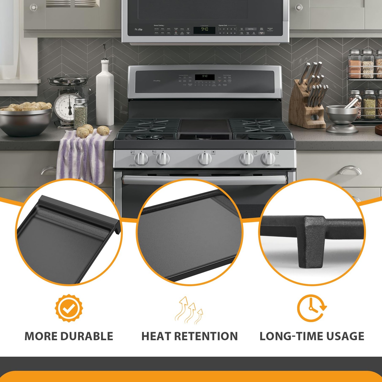 Flameduty Upgraded Wb31X24738 Cast Iron Griddle Replacement For Ge General