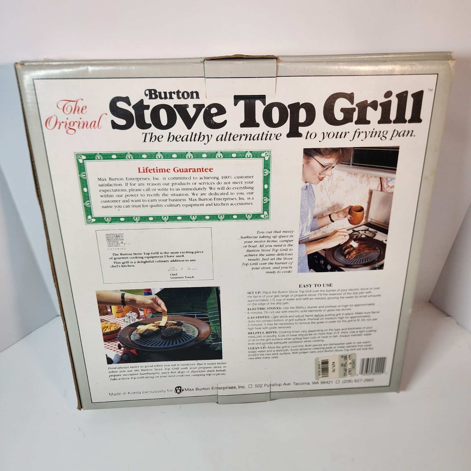 Burton Stove Top Grill Indoor BBQ Pan w Drip Tray Korea Open Box