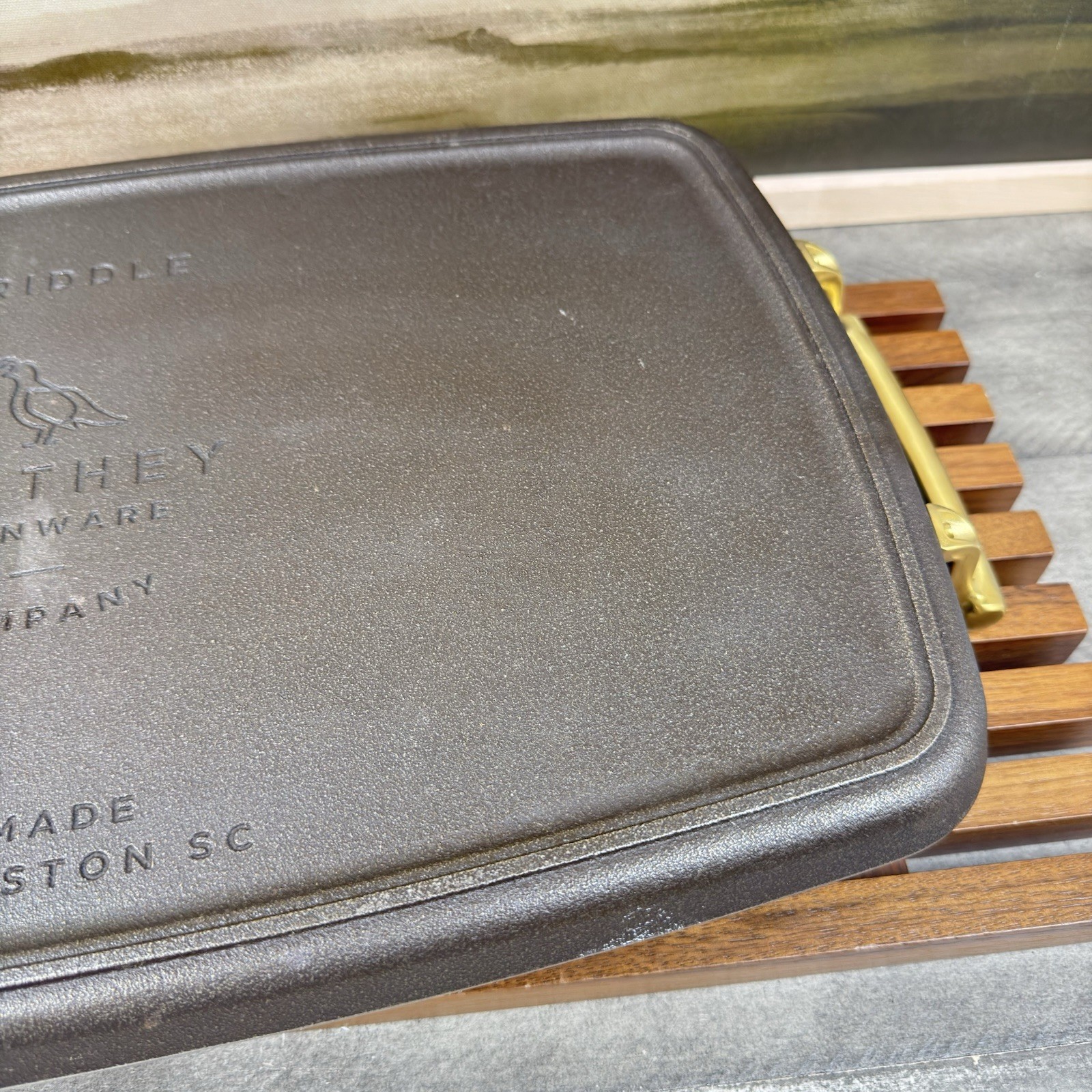 Williams Sonoma Smithey Seasoned Cast Iron Double Burner Griddle Broken Handle