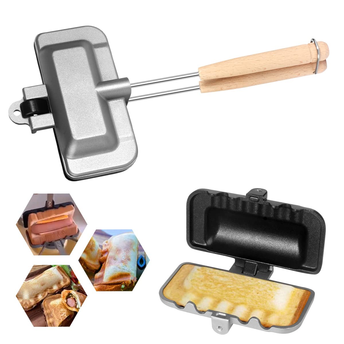 Hot Sandwich Maker, Hot Dog Toaster, Double-Sided Sandwich Baking Pan, Double Si